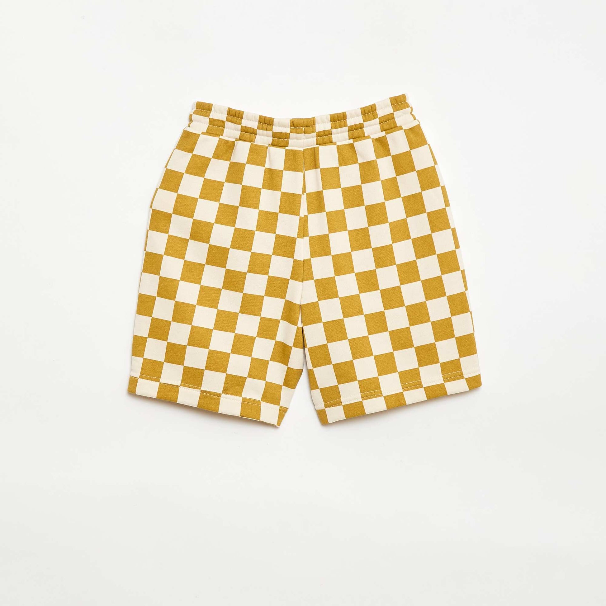 Patterned French Terry Bermuda Shorts BEIGE