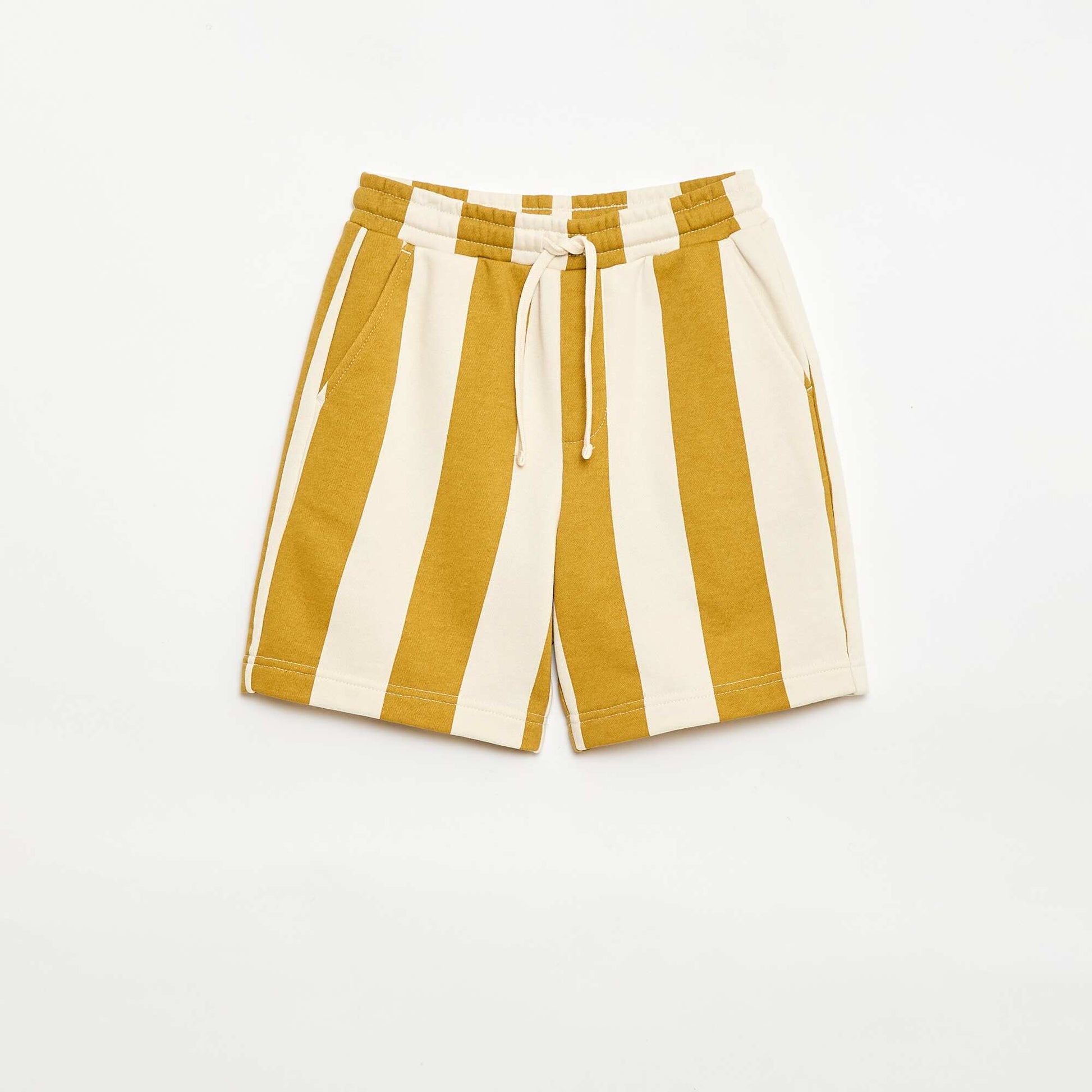 Patterned French Terry Bermuda Shorts BEIGE