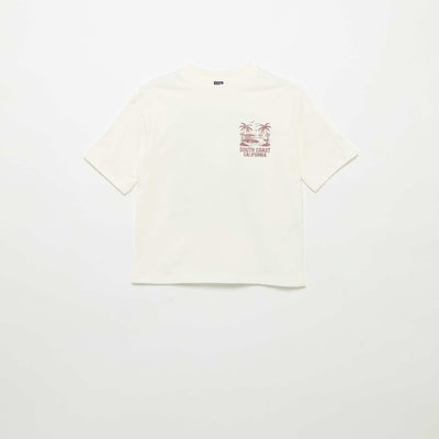 Short-sleeve message print T-shirt WHITE