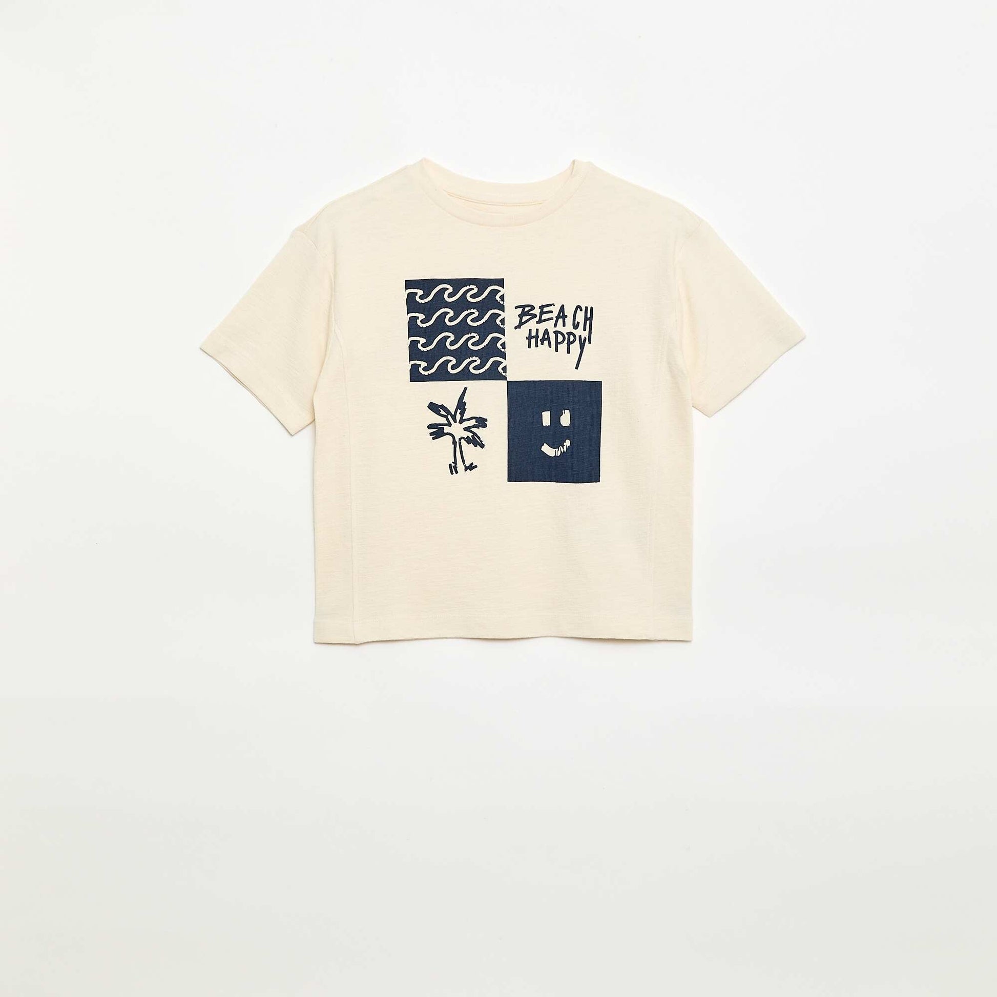 Printed Loose Fit Short-Sleeved T-Shirt BEIGE