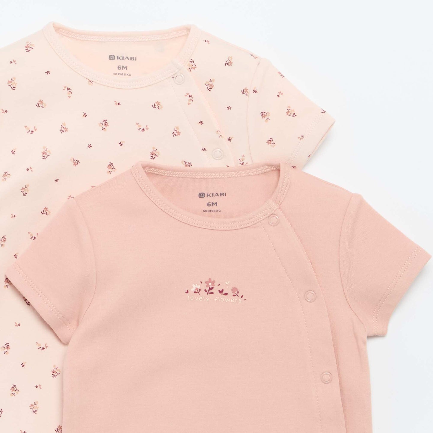 Pack of 2 Short-Sleeved Jersey Rompers PINK