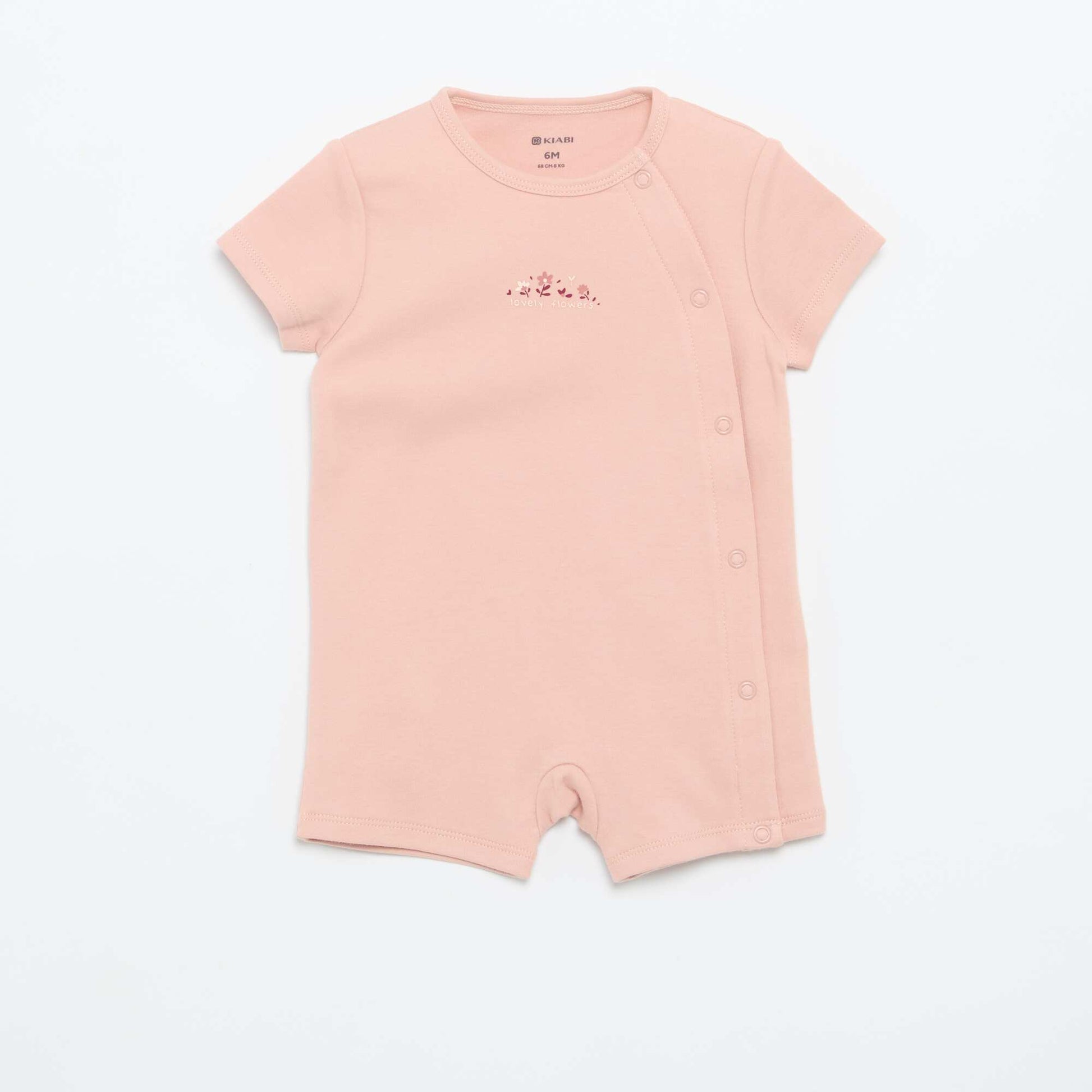 Pack of 2 Short-Sleeved Jersey Rompers PINK