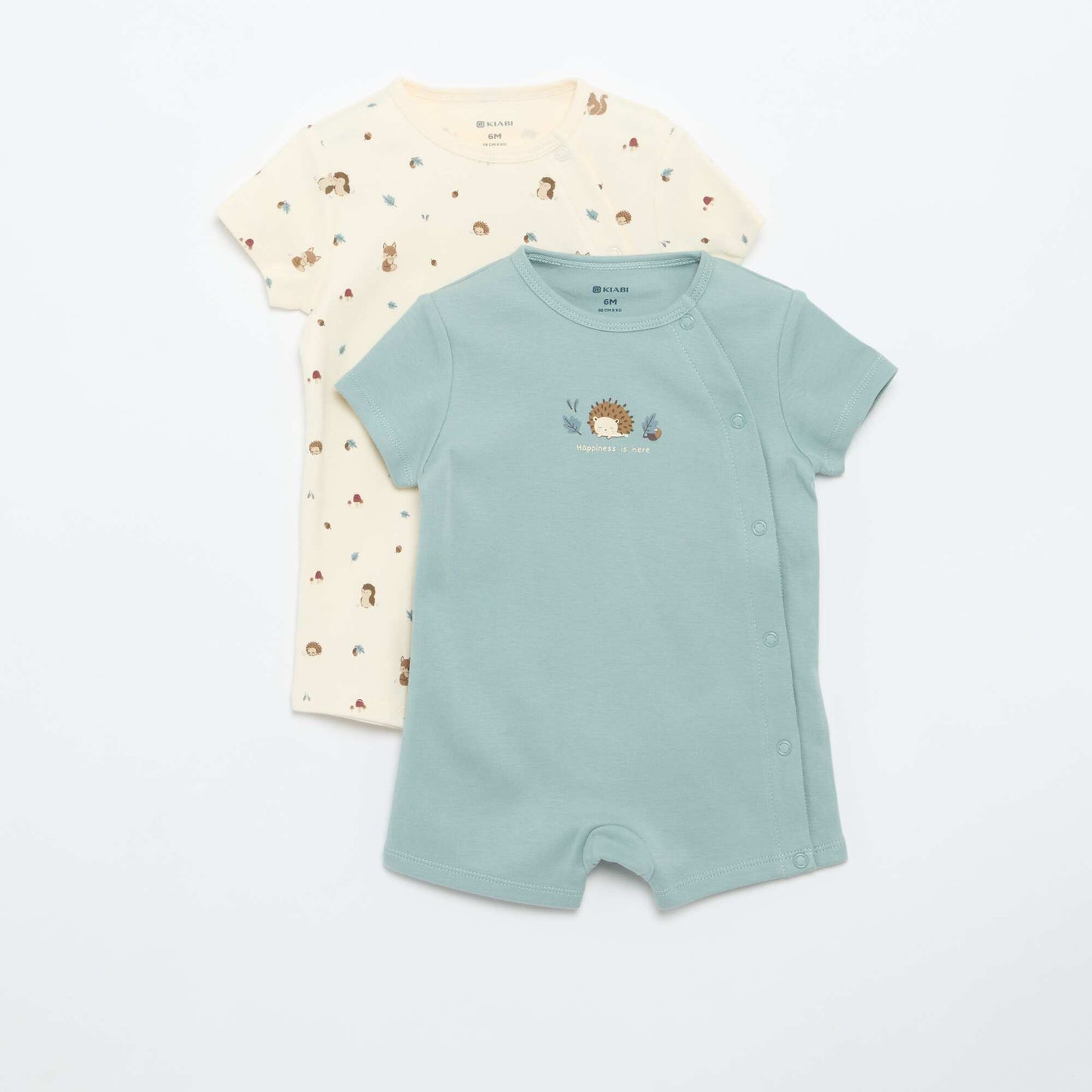 Pack of 2 Short-Sleeved Jersey Rompers BLUE