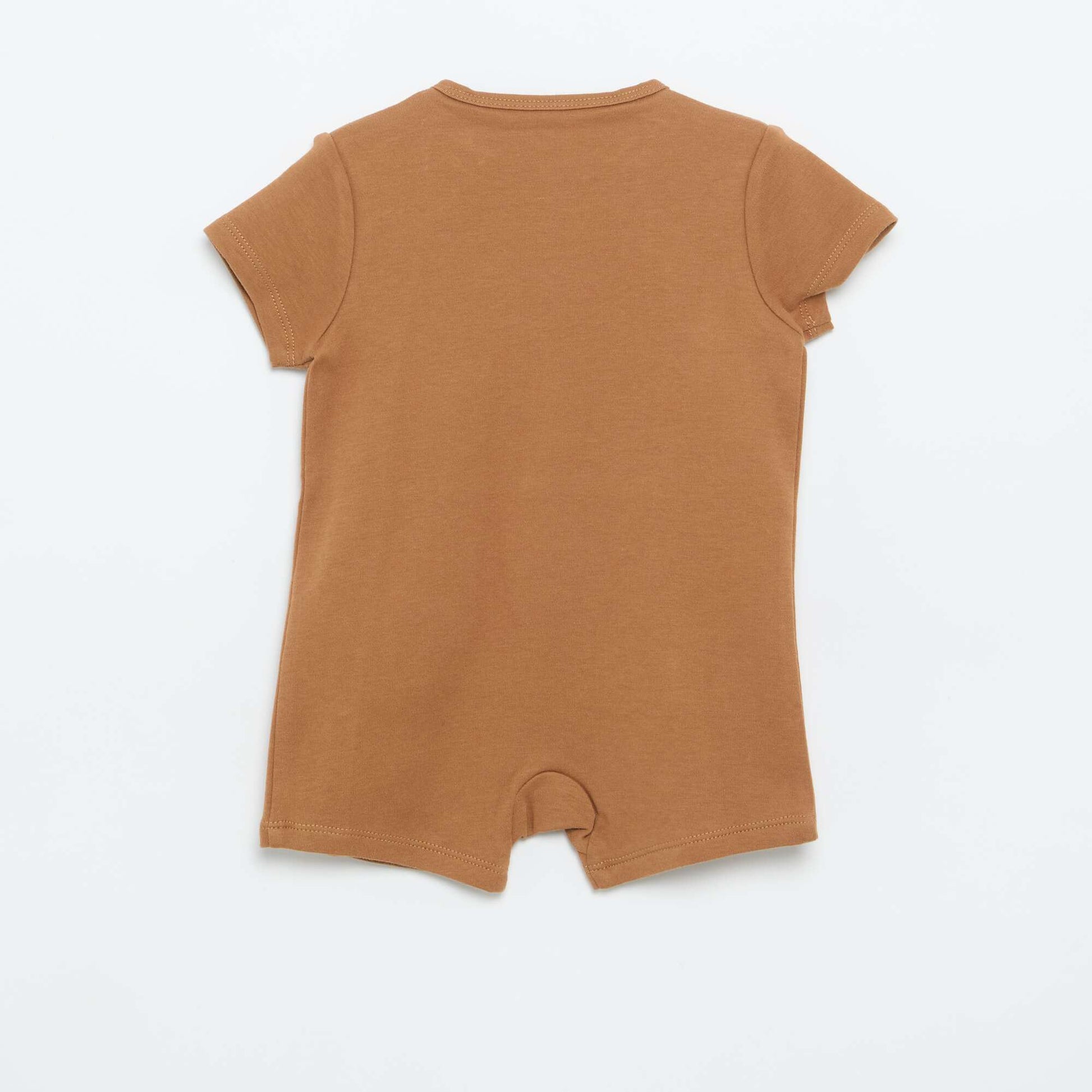 Pack of 2 Short-Sleeved Jersey Rompers BEIGE