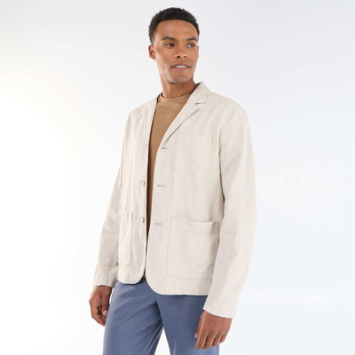 Cotton and linen jacket with patch pockets BEIGE