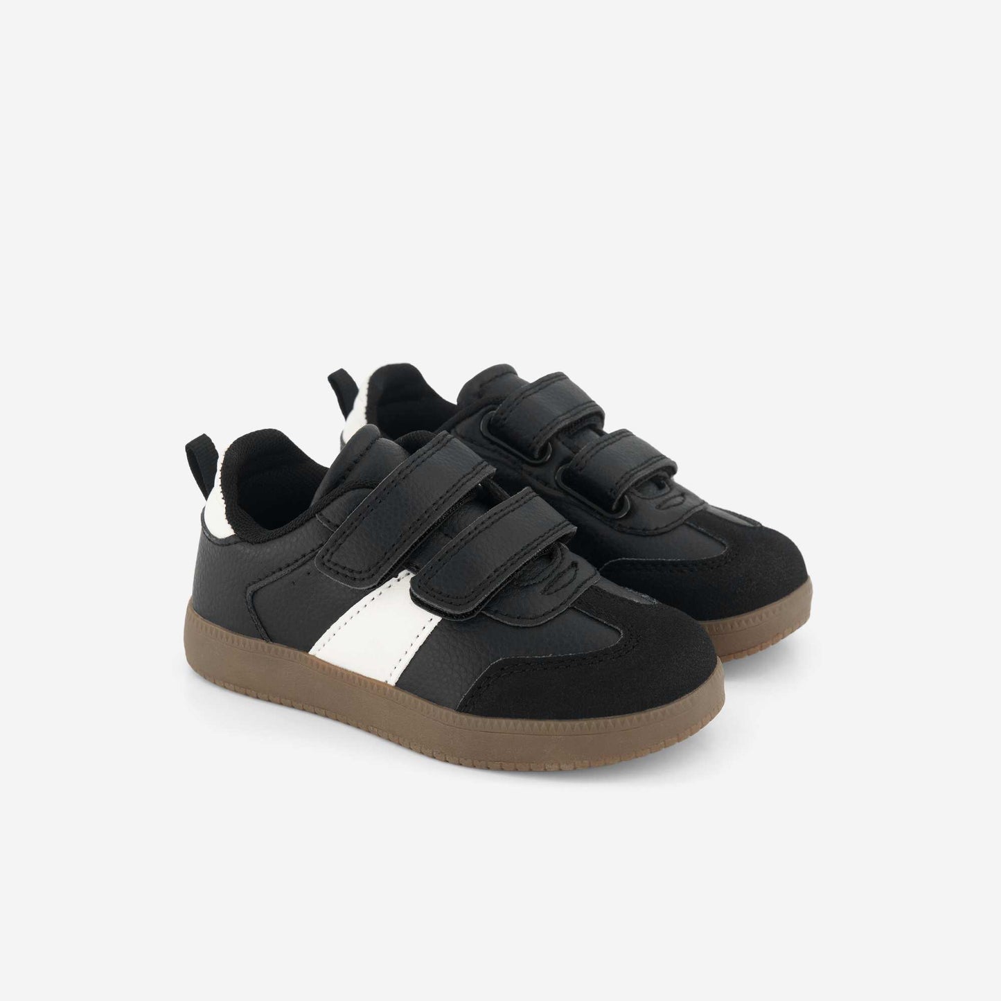 Low-top sneakers with contrasting panels BLACK