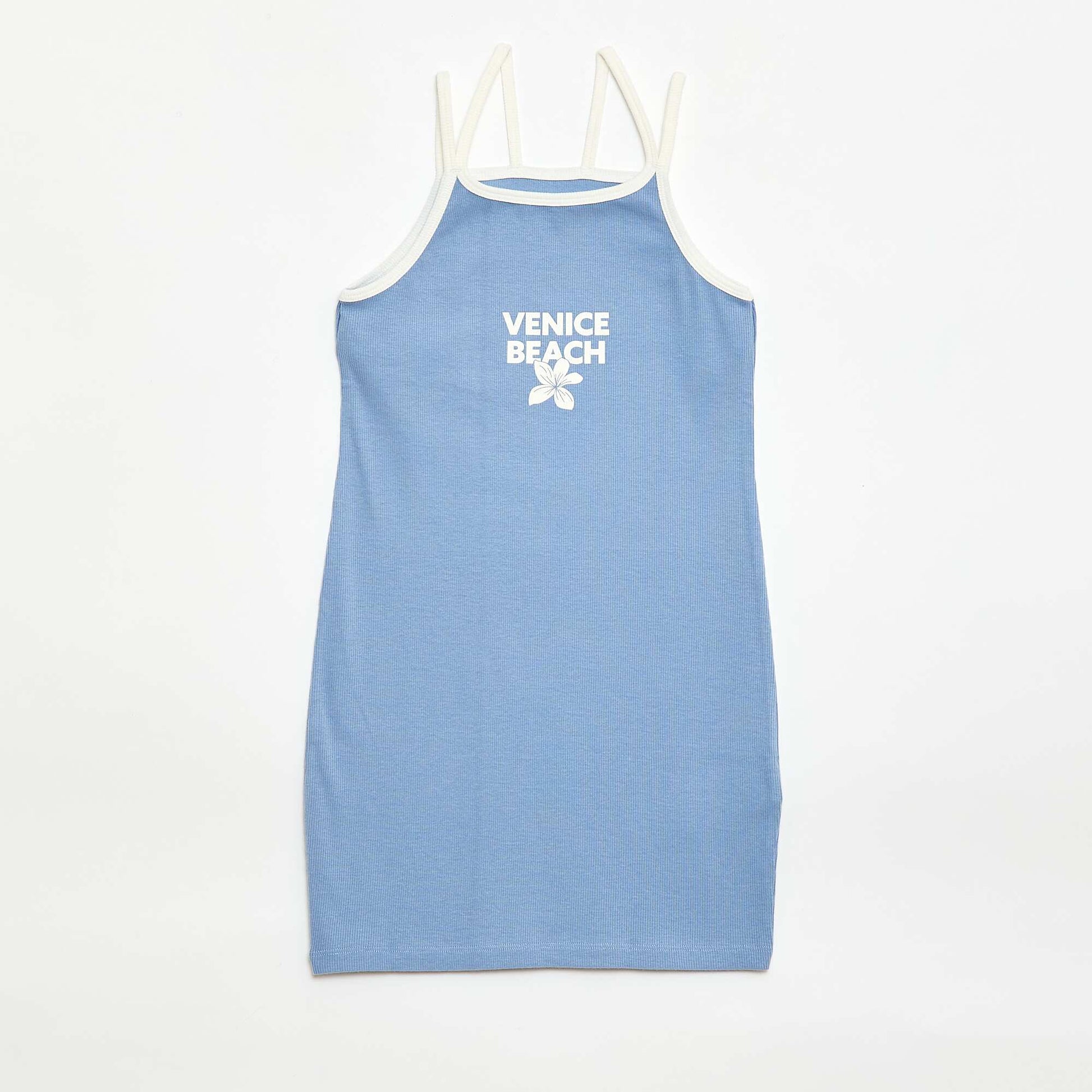 Tank top with thin straps and chest detail BLUE