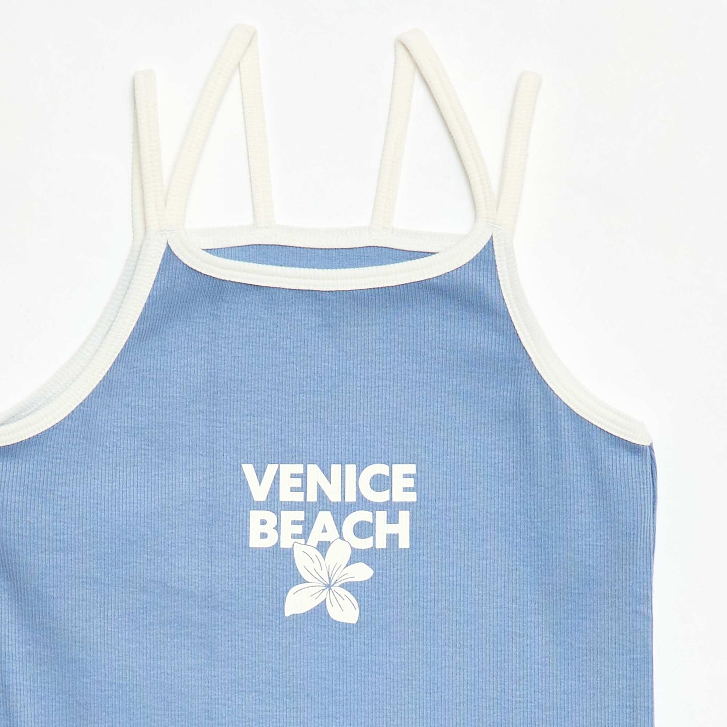 Tank top with thin straps and chest detail BLUE