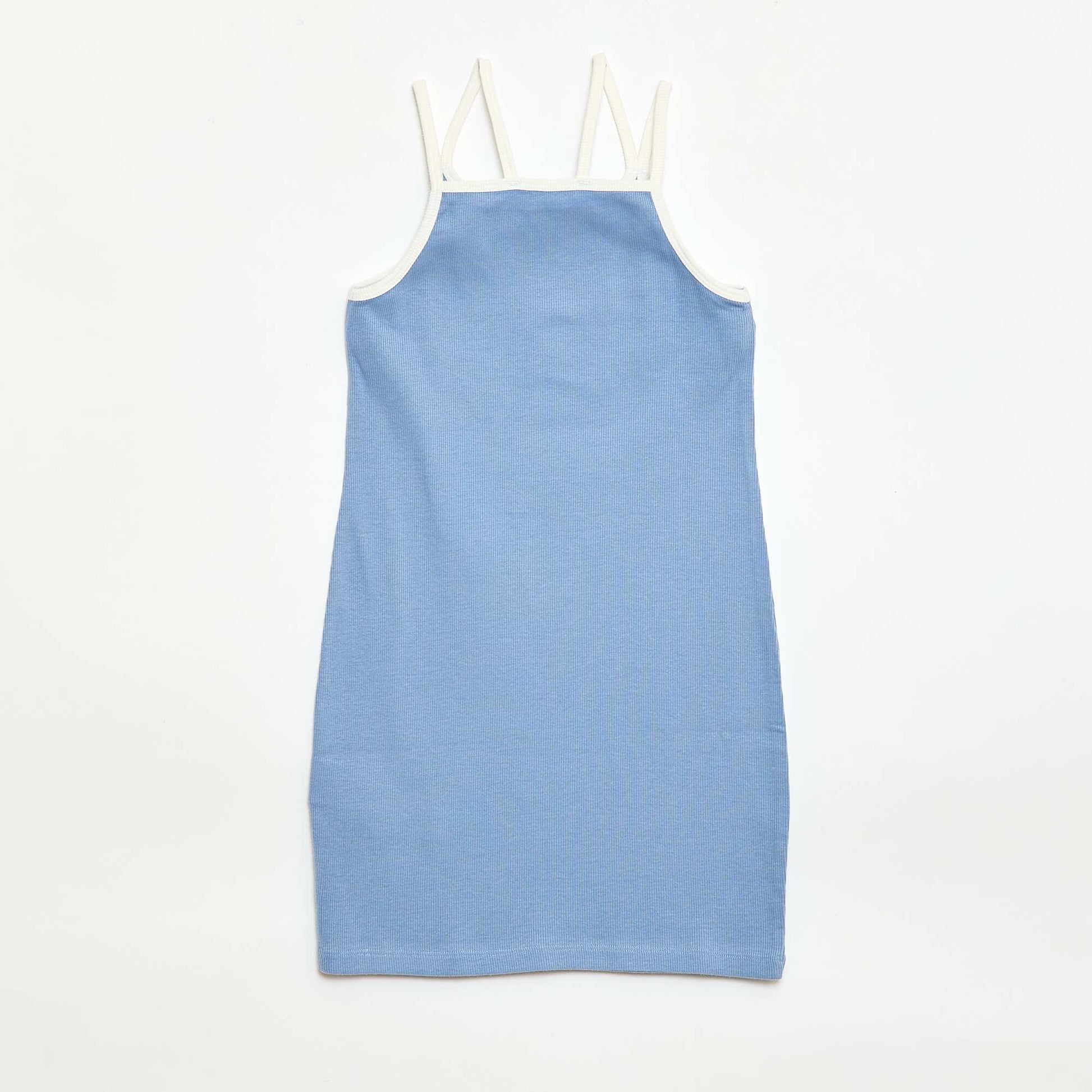 Tank top with thin straps and chest detail BLUE