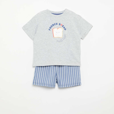 Short pajamas + t-shirt - 2 pieces GREY
