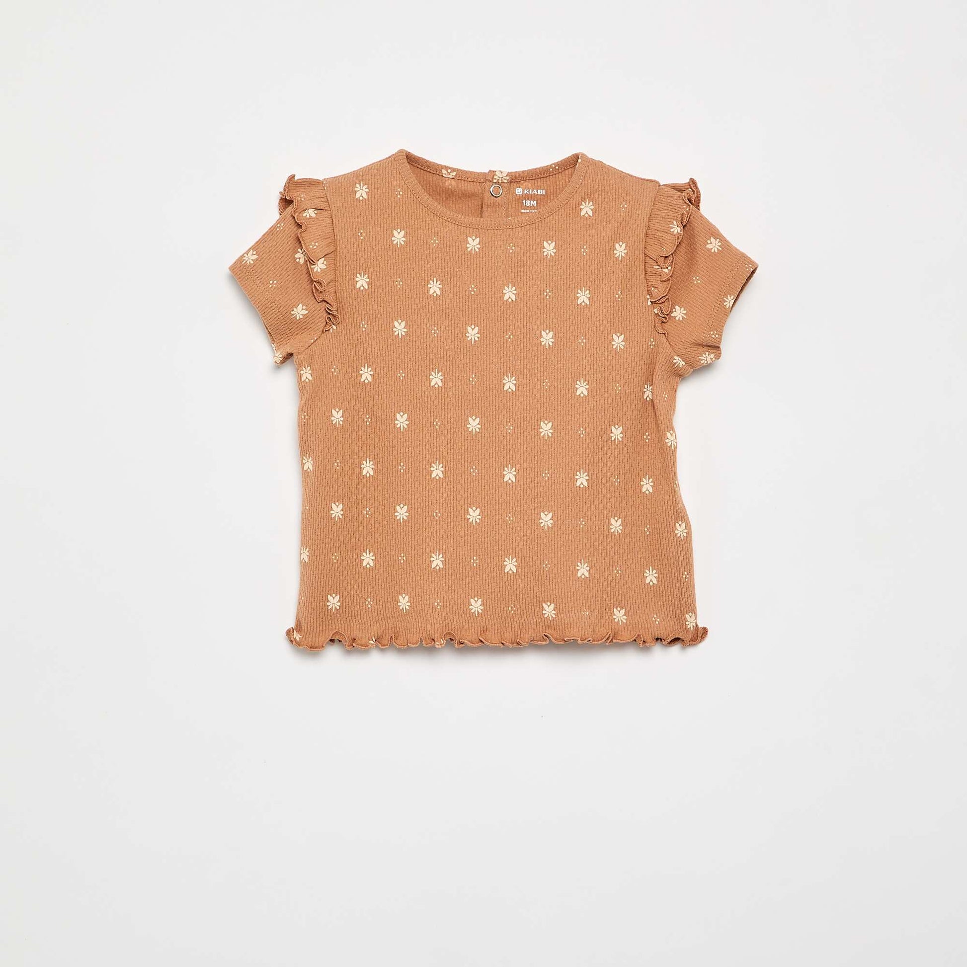 Pointelle knit pajama t-shirt + shorts - 2 pieces BEIGE