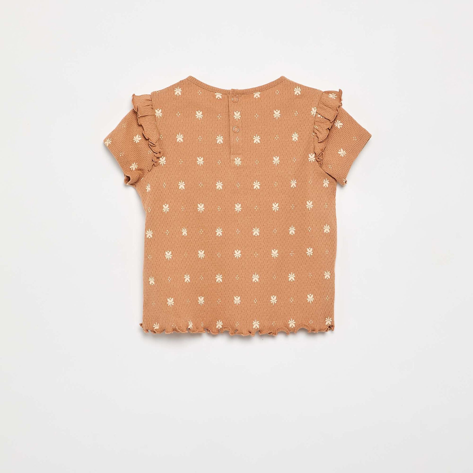 Pointelle knit pajama t-shirt + shorts - 2 pieces BEIGE