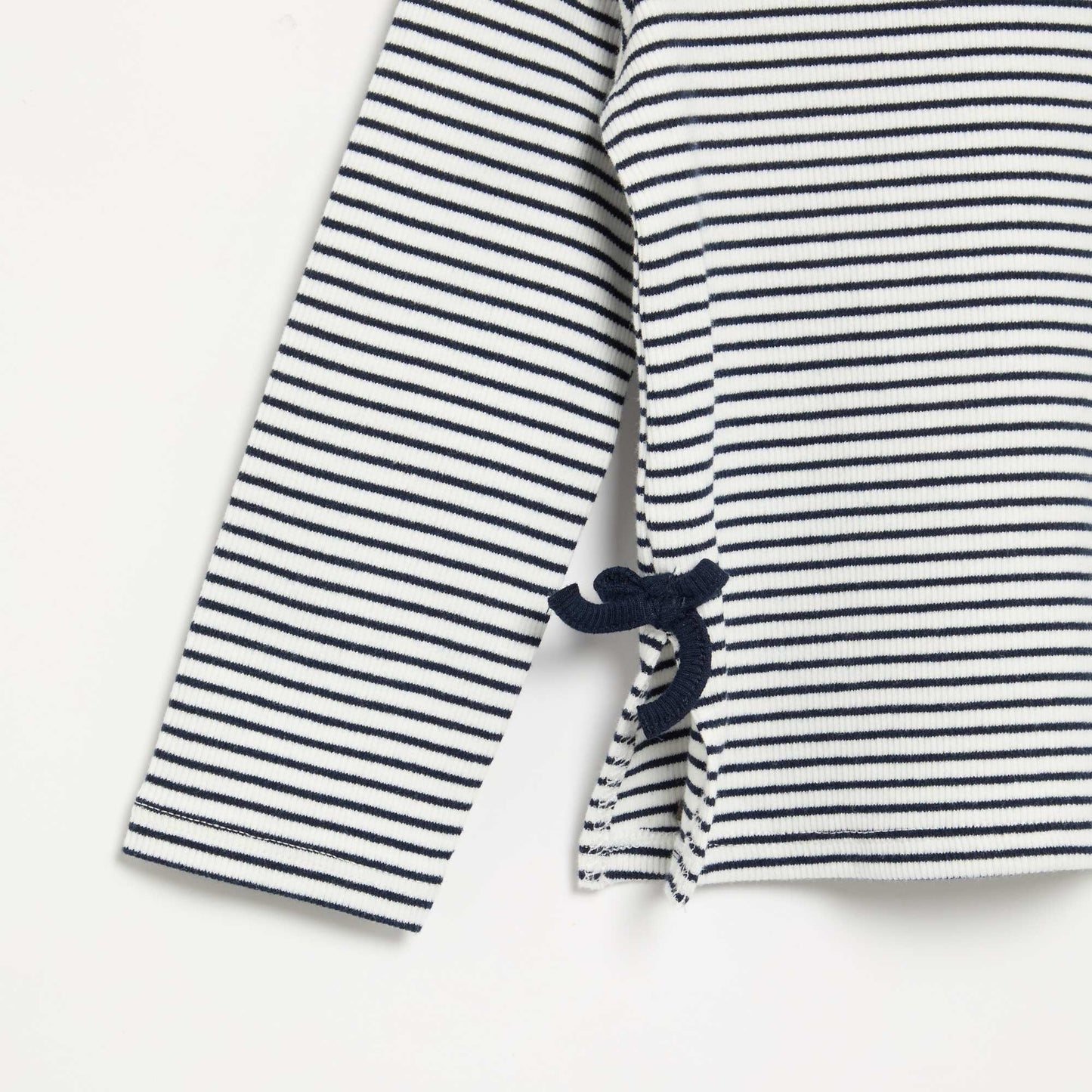 Long-sleeved ribbed T-shirt with bow BLUE