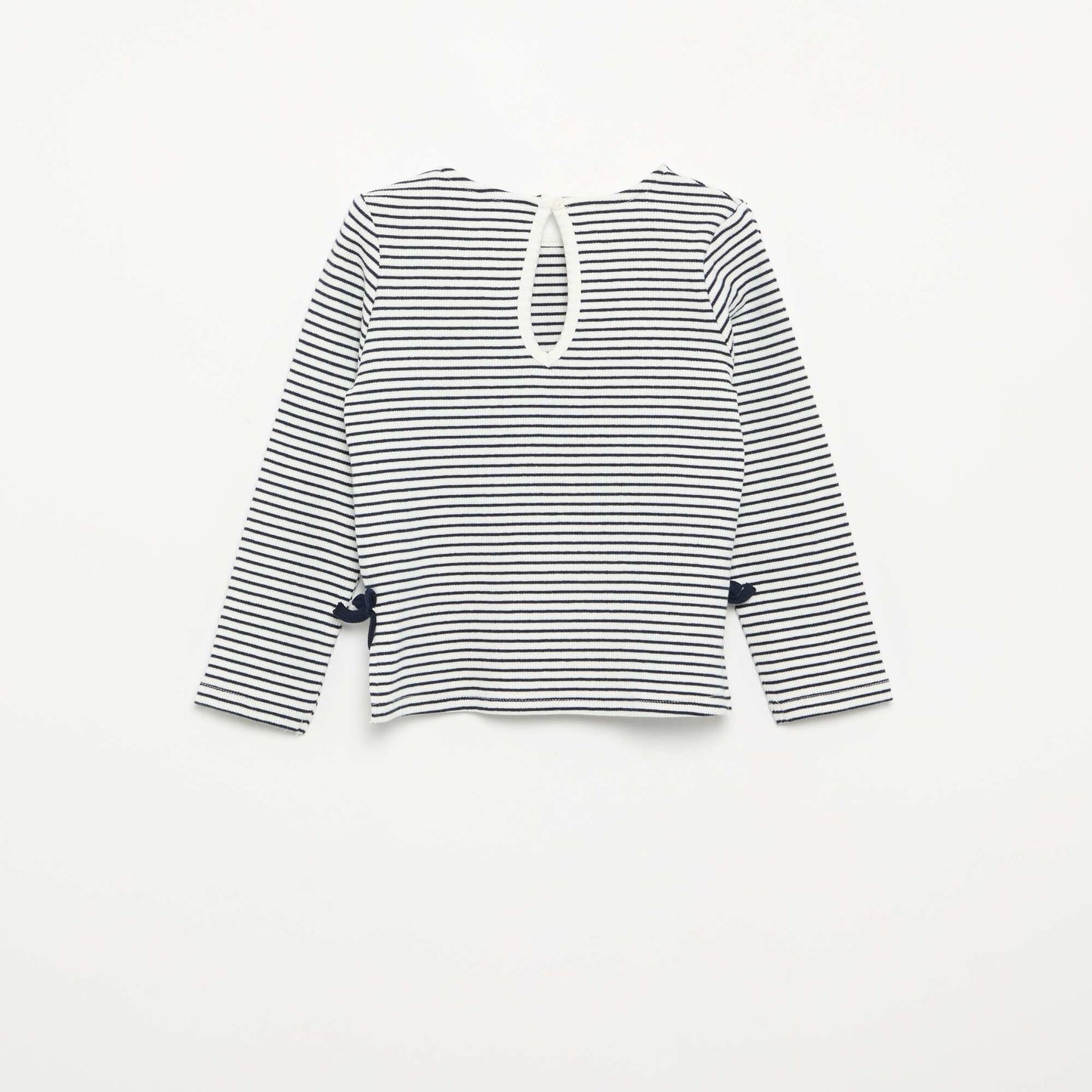 Long-sleeved ribbed T-shirt with bow BLUE