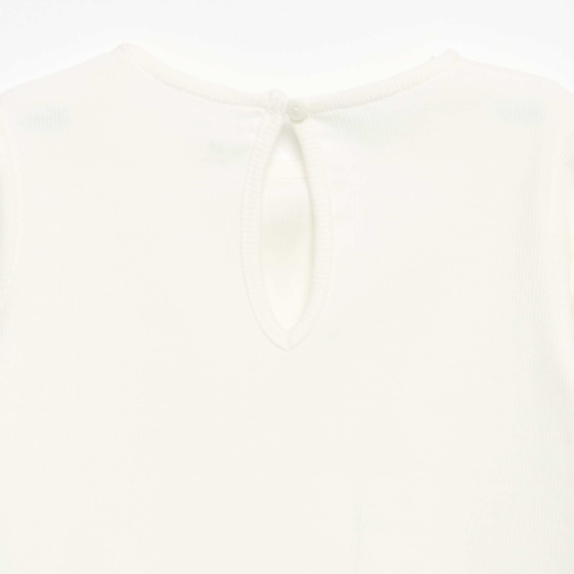Long-sleeved ribbed T-shirt with bow WHITE