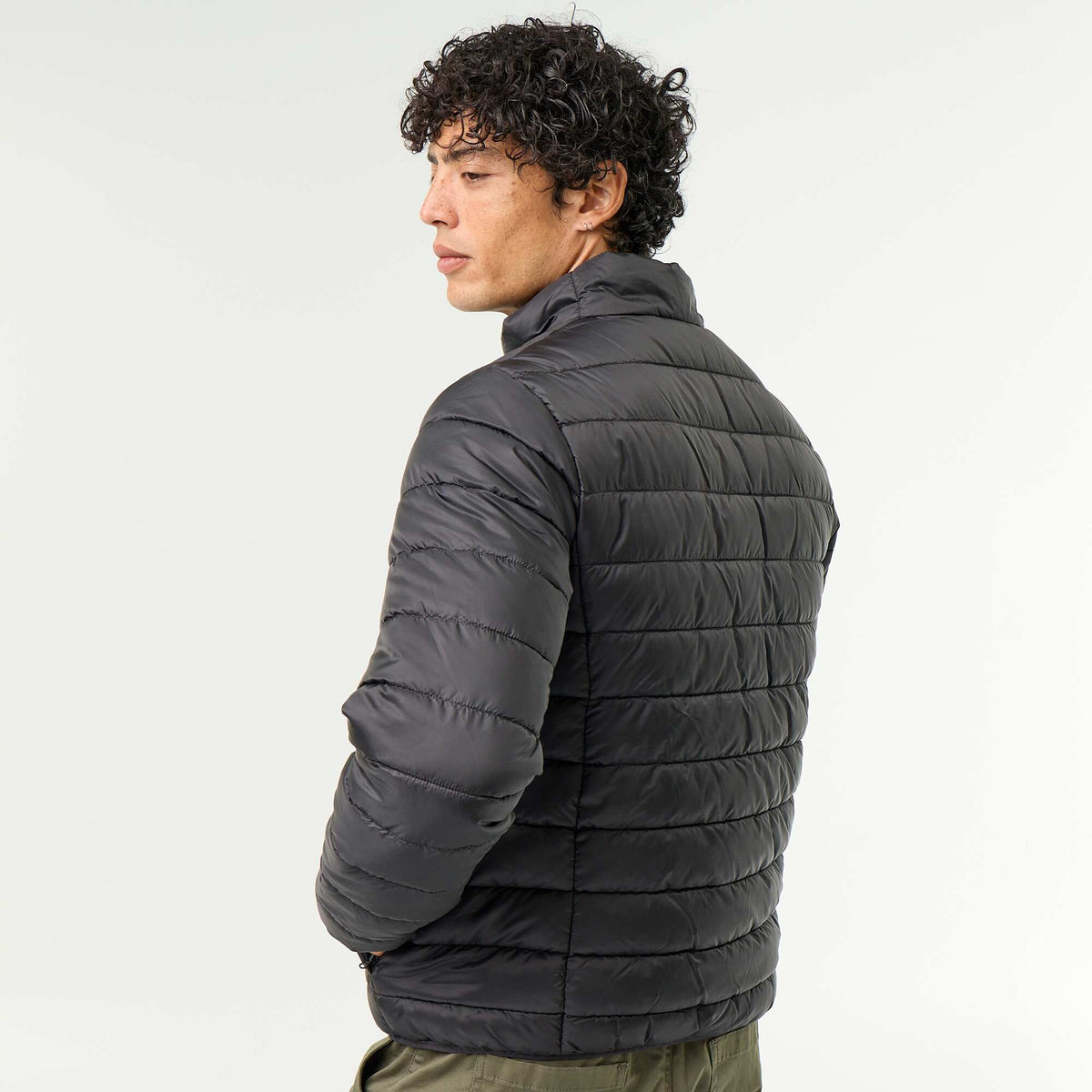 Lightweight puffer jacket with zip opening BLACK