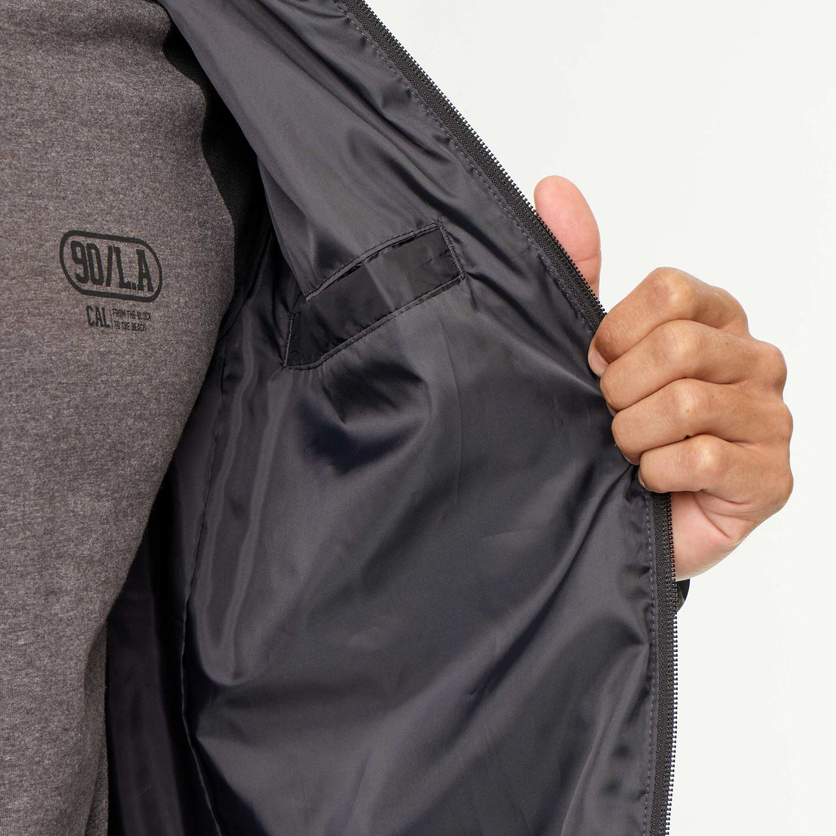 Lightweight puffer jacket with zip opening BLACK