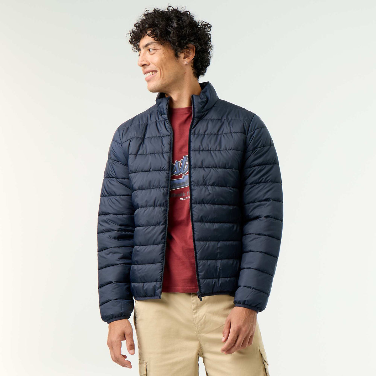 Lightweight puffer jacket with zip opening BLUE