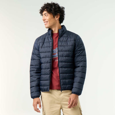 Lightweight puffer jacket with zip opening BLUE