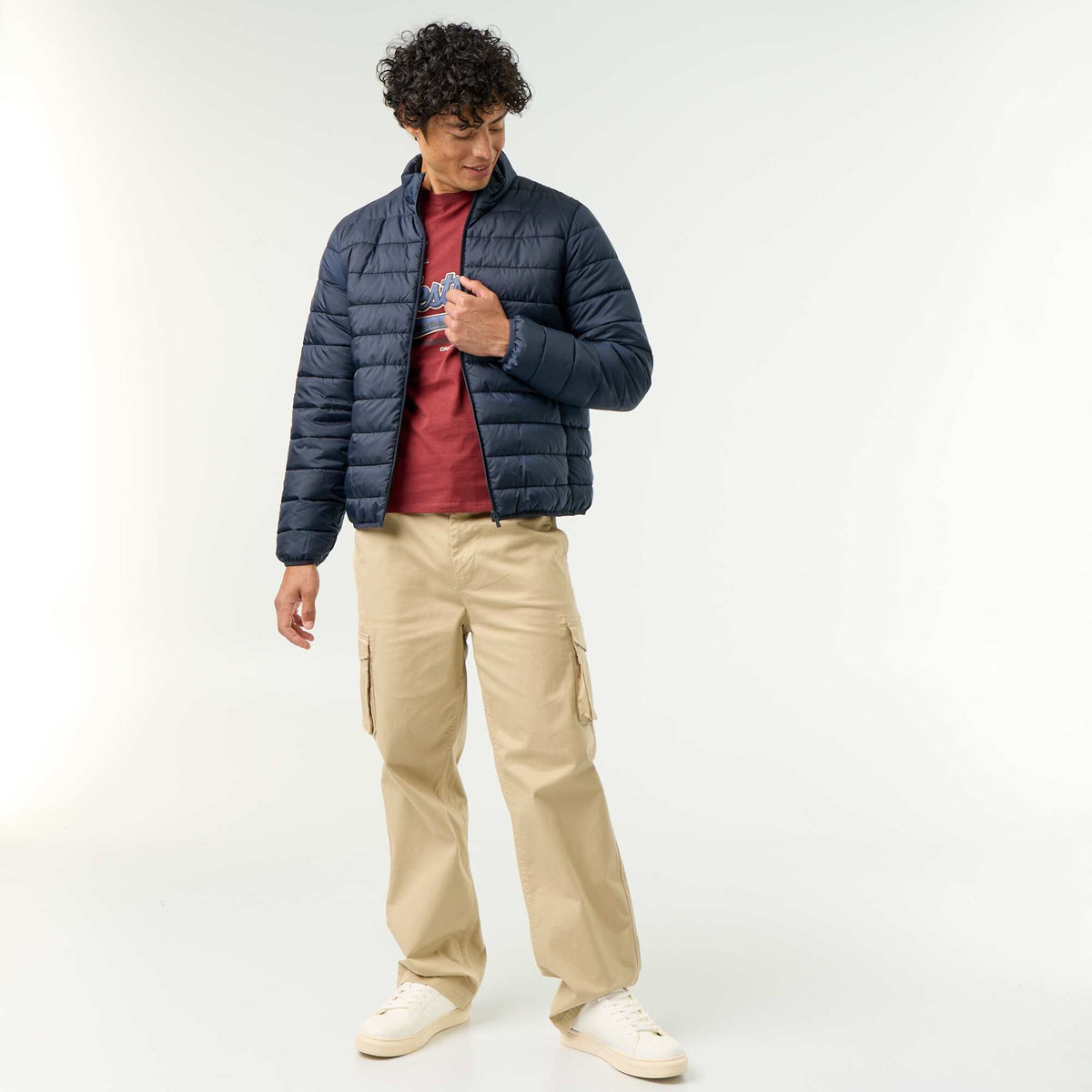 Lightweight puffer jacket with zip opening BLUE
