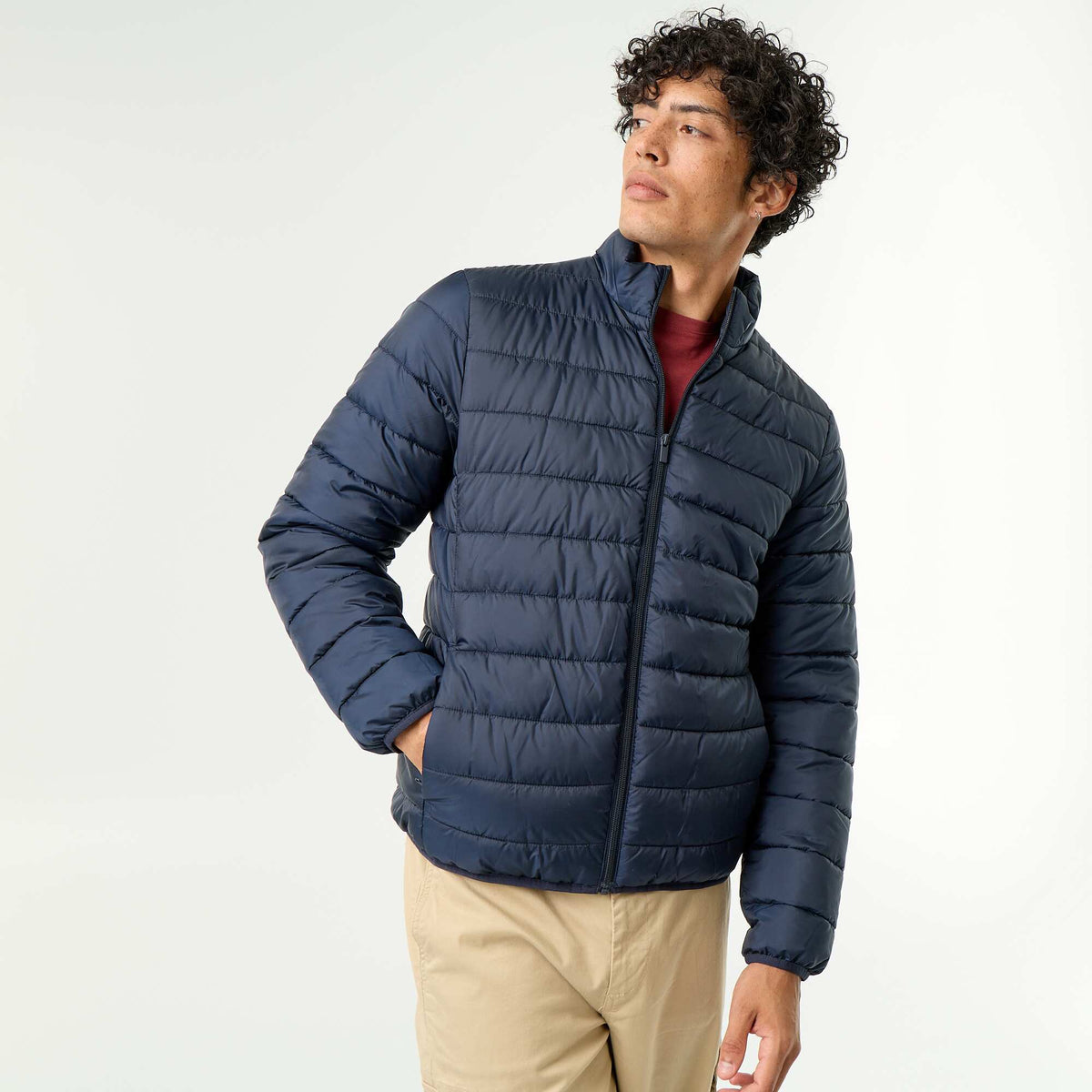 Lightweight puffer jacket with zip opening BLUE