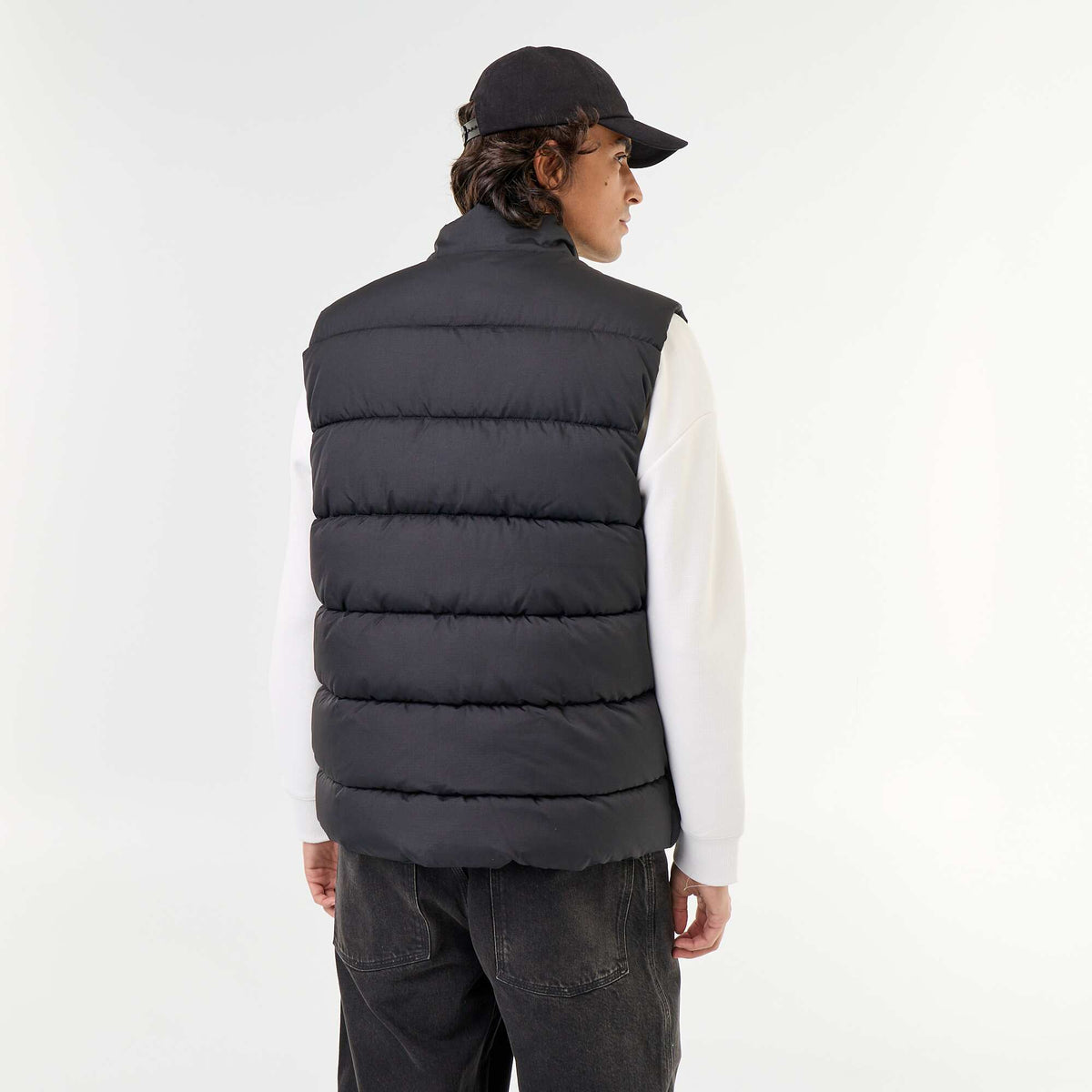 Lightweight sleeveless puffer jacket BLACK