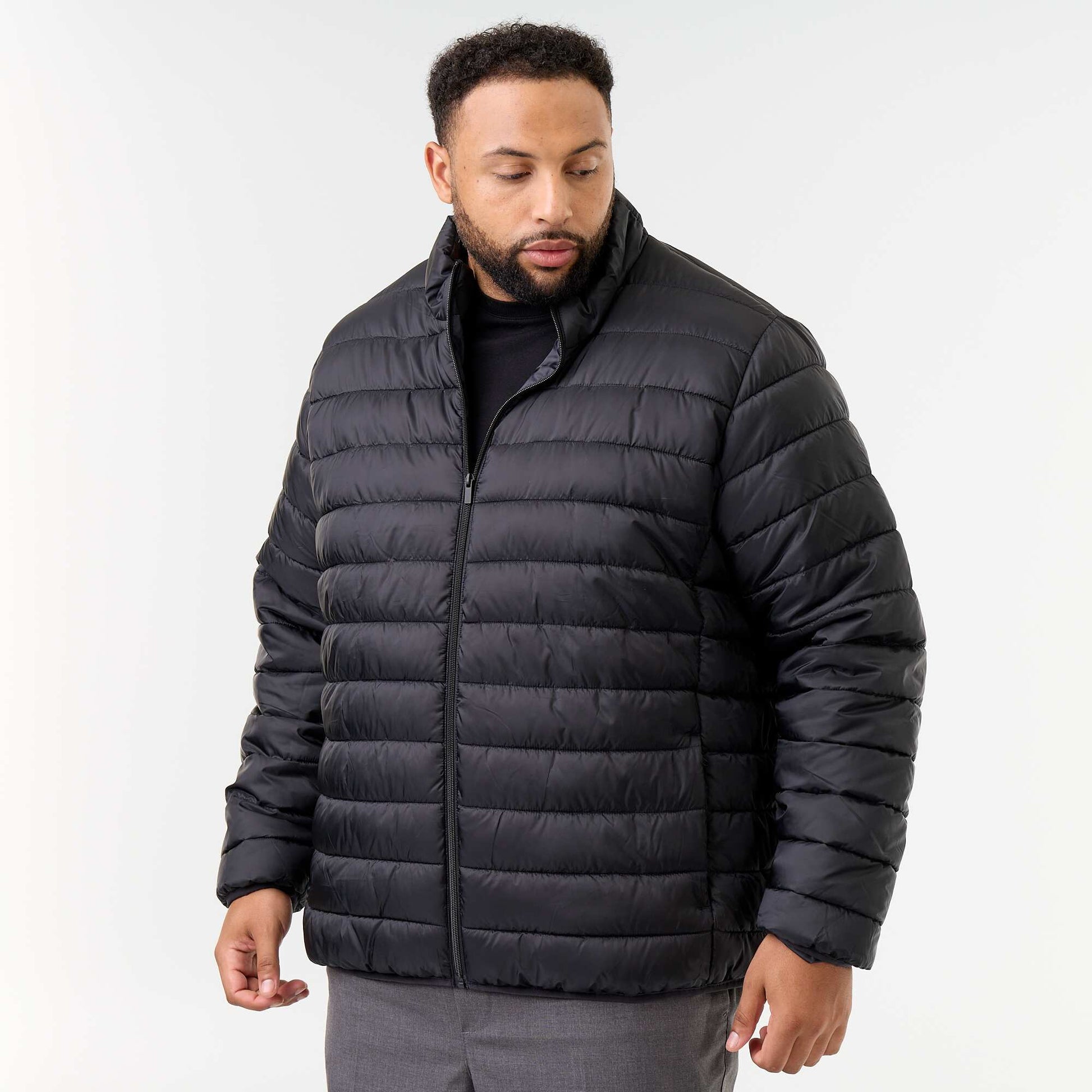 Lightweight Long-Sleeved Puffer Jacket BLACK