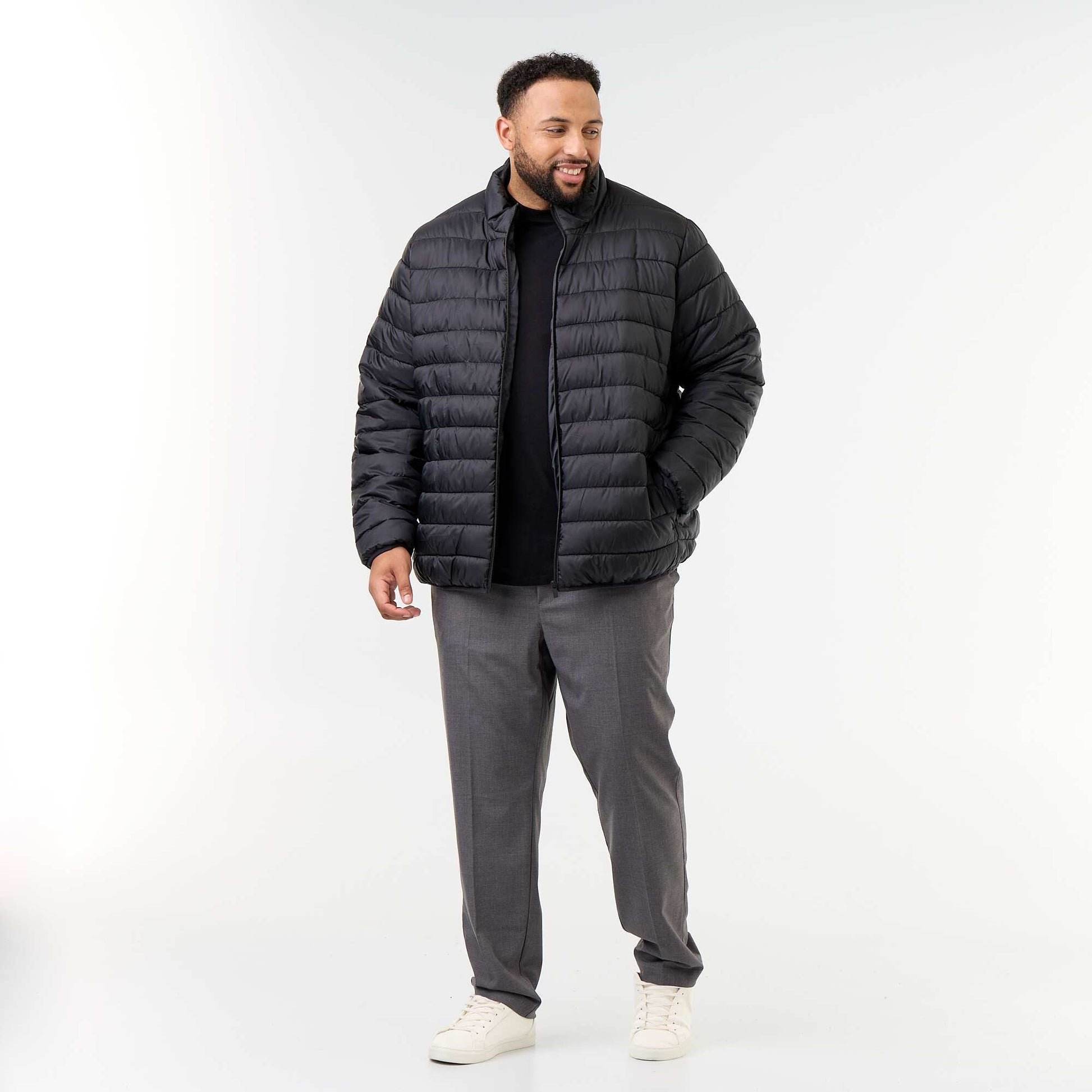 Lightweight Long-Sleeved Puffer Jacket BLACK