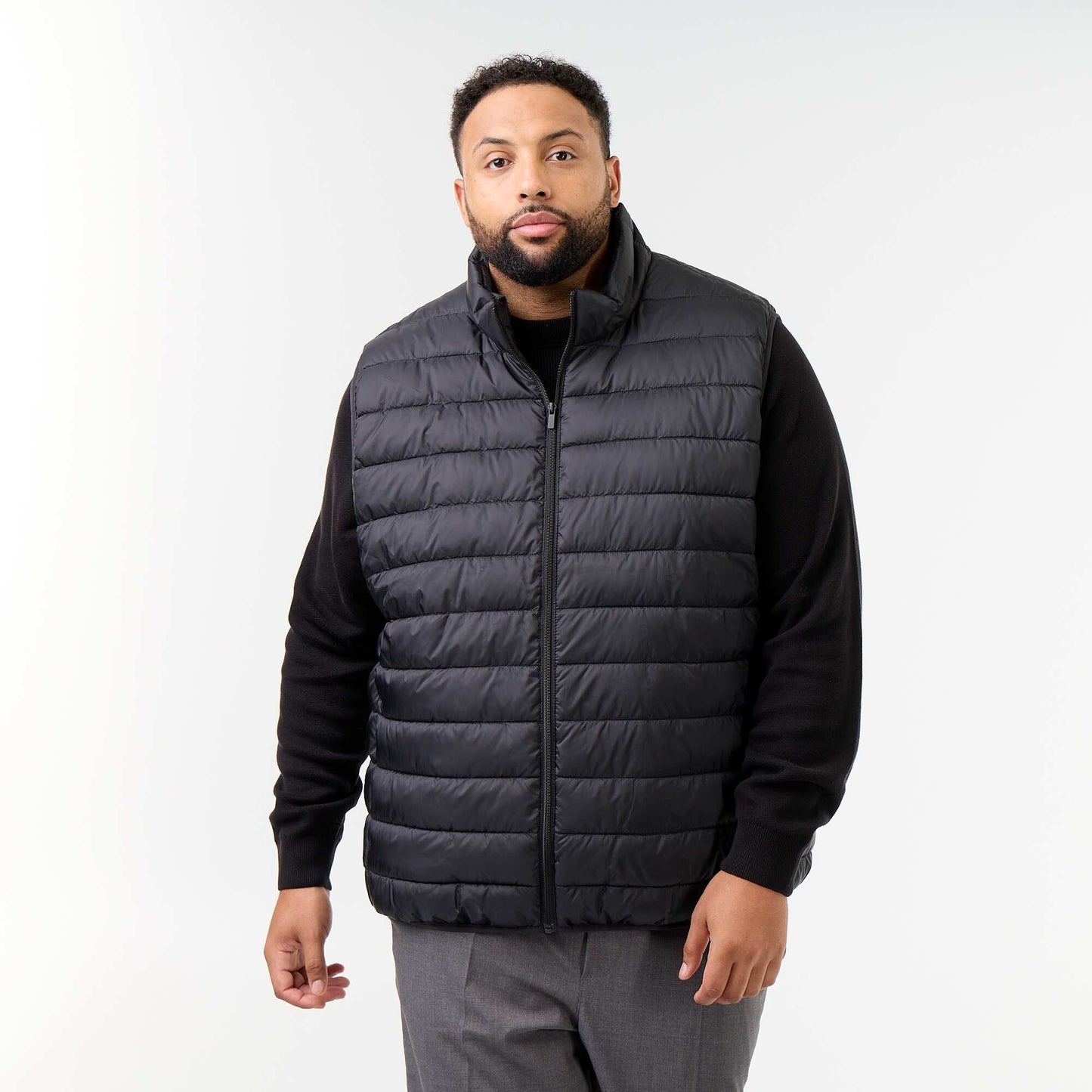 Lightweight sleeveless puffer jacket BLACK