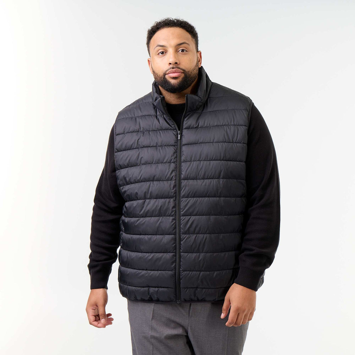 Lightweight sleeveless puffer jacket BLACK