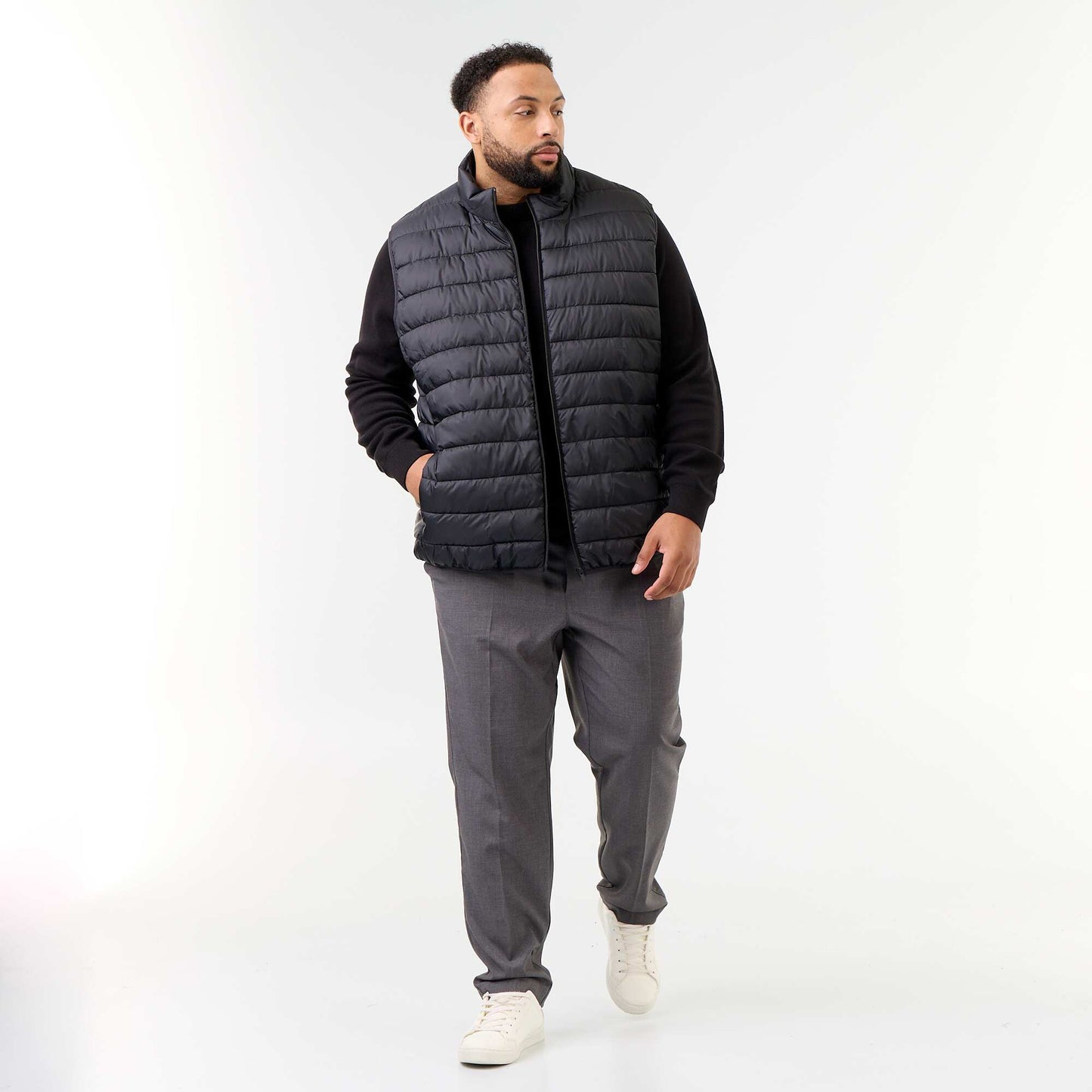 Lightweight sleeveless puffer jacket BLACK