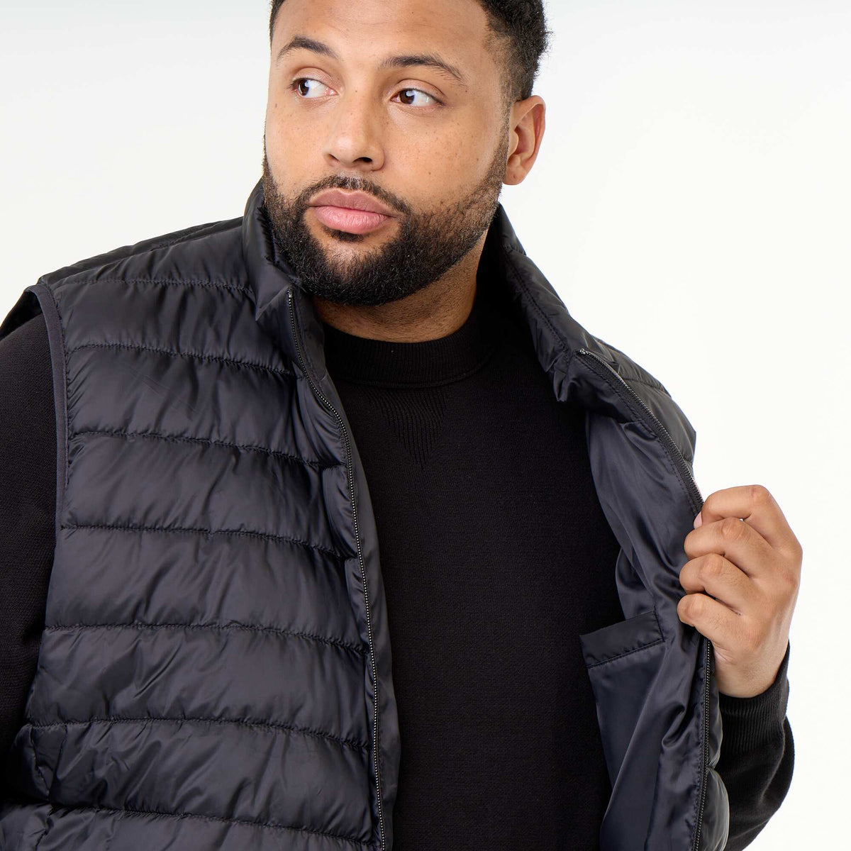 Lightweight sleeveless puffer jacket BLACK