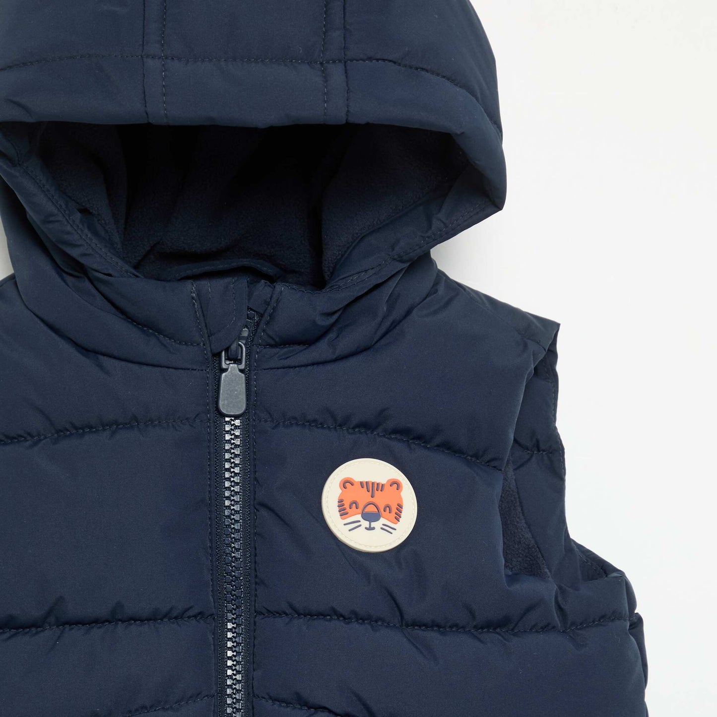 Quilted Hooded Sleeveless Puffer Jacket BLUE
