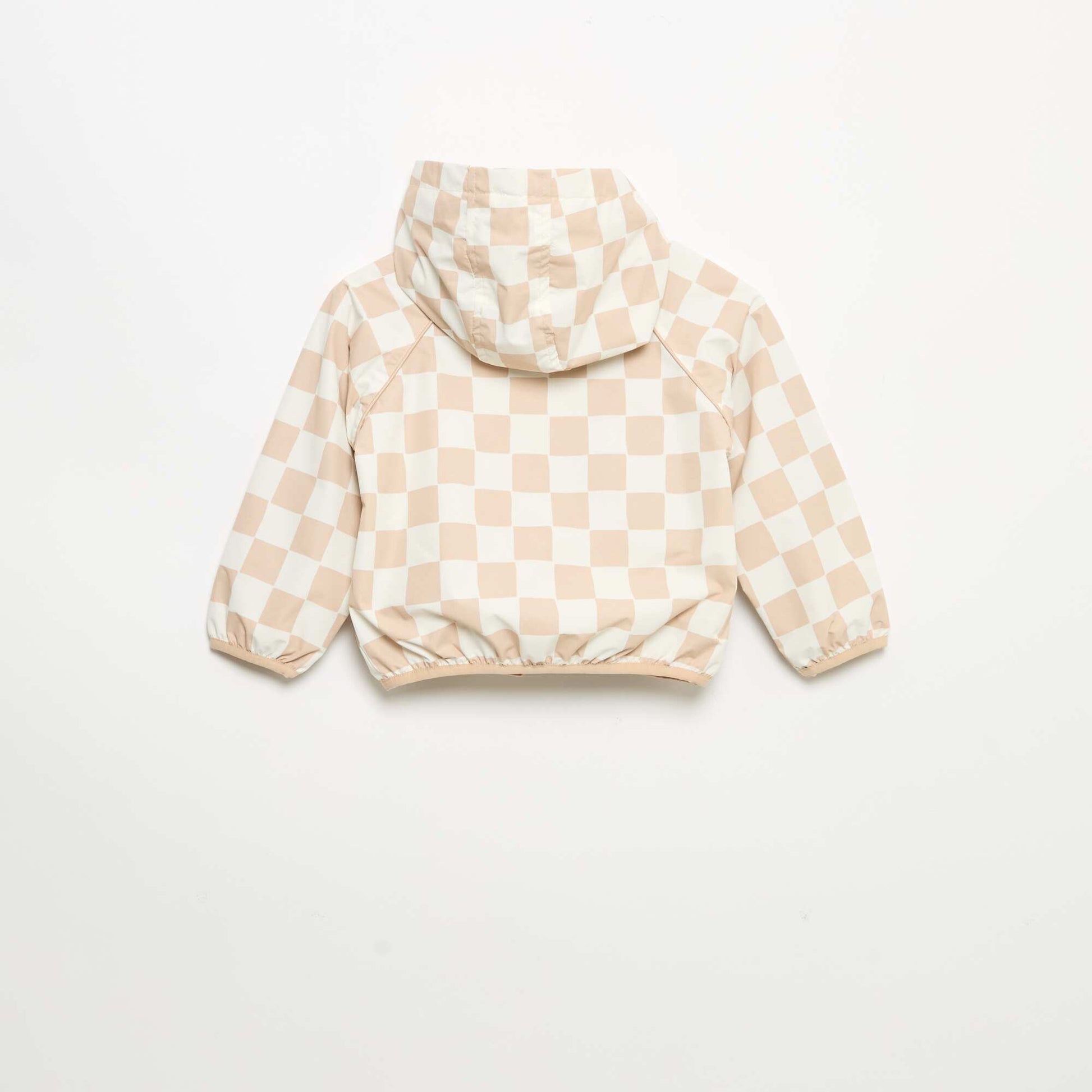 Checked hooded windbreaker BEIGE