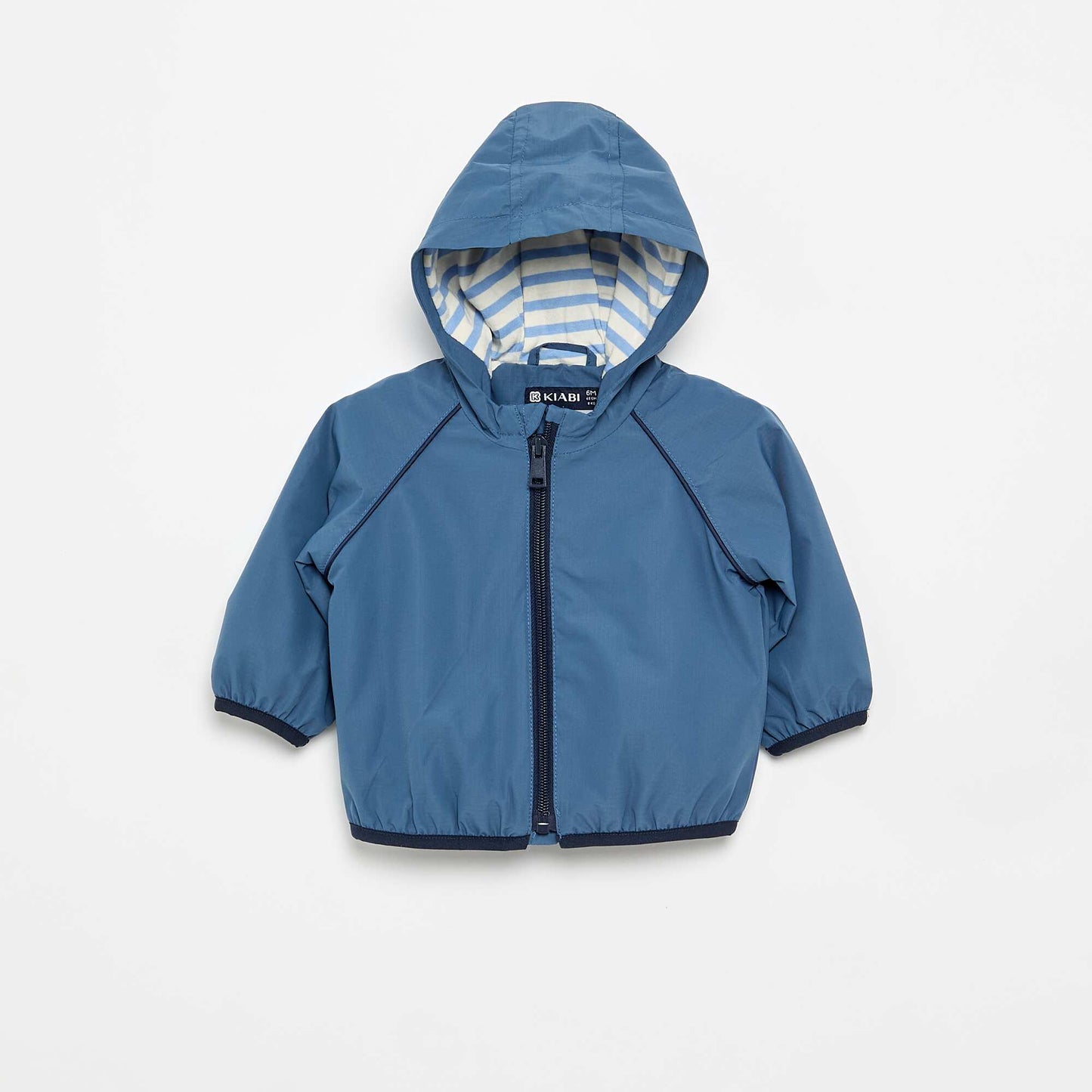 Checked hooded windbreaker BLUE