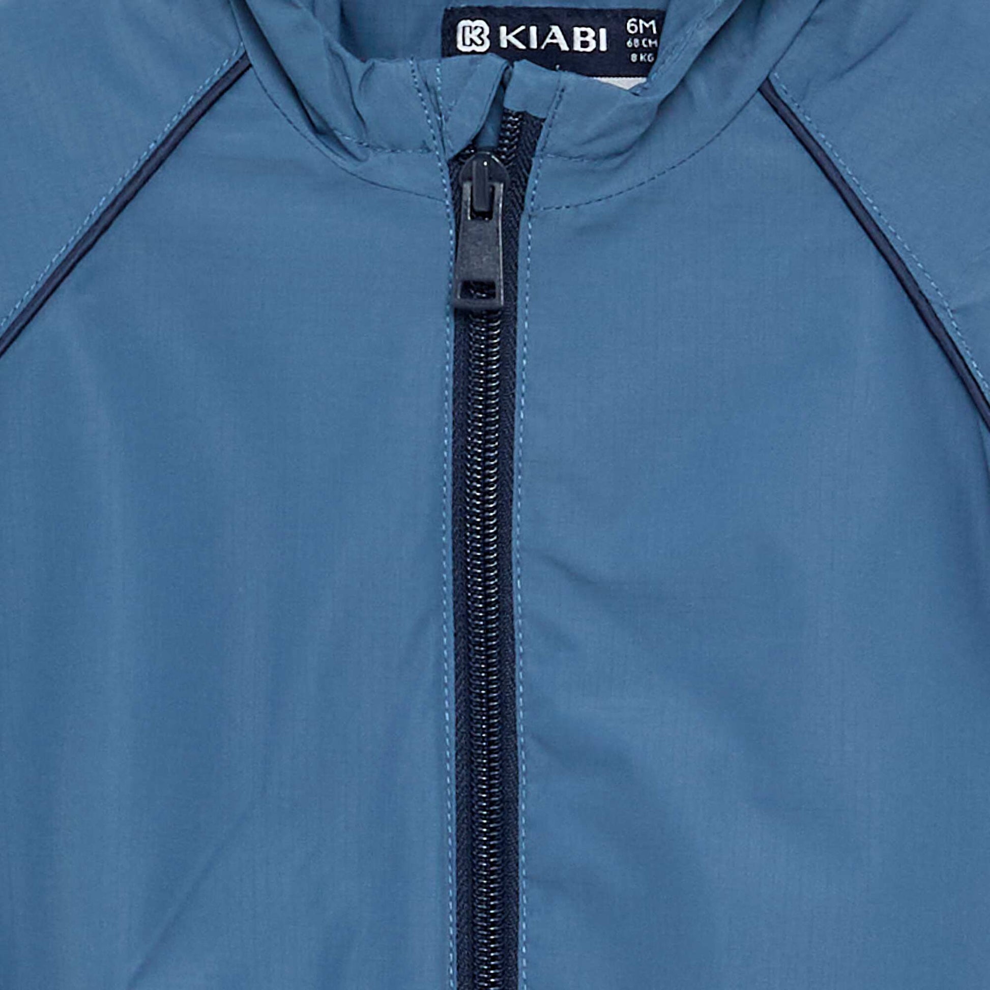 Checked hooded windbreaker BLUE