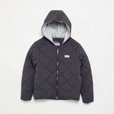 Hooded quilted jacket BLACK