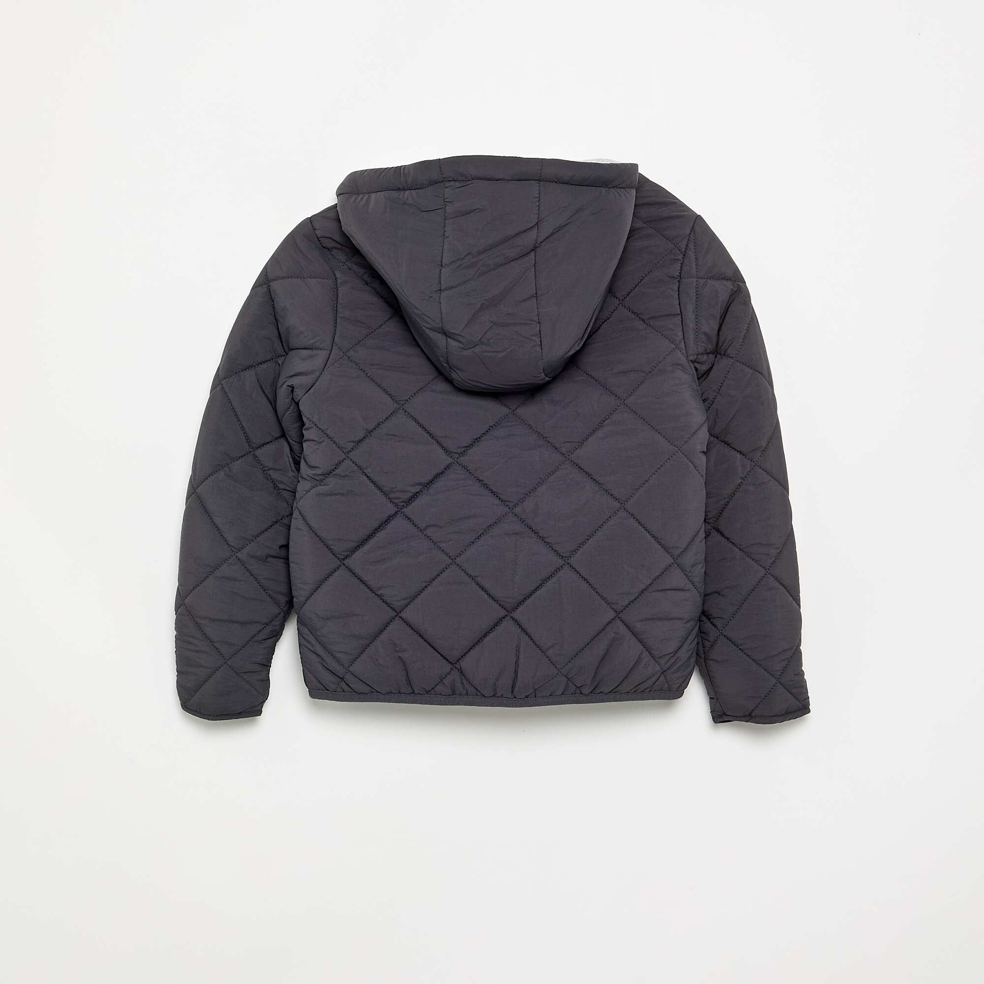 Hooded quilted jacket BLACK