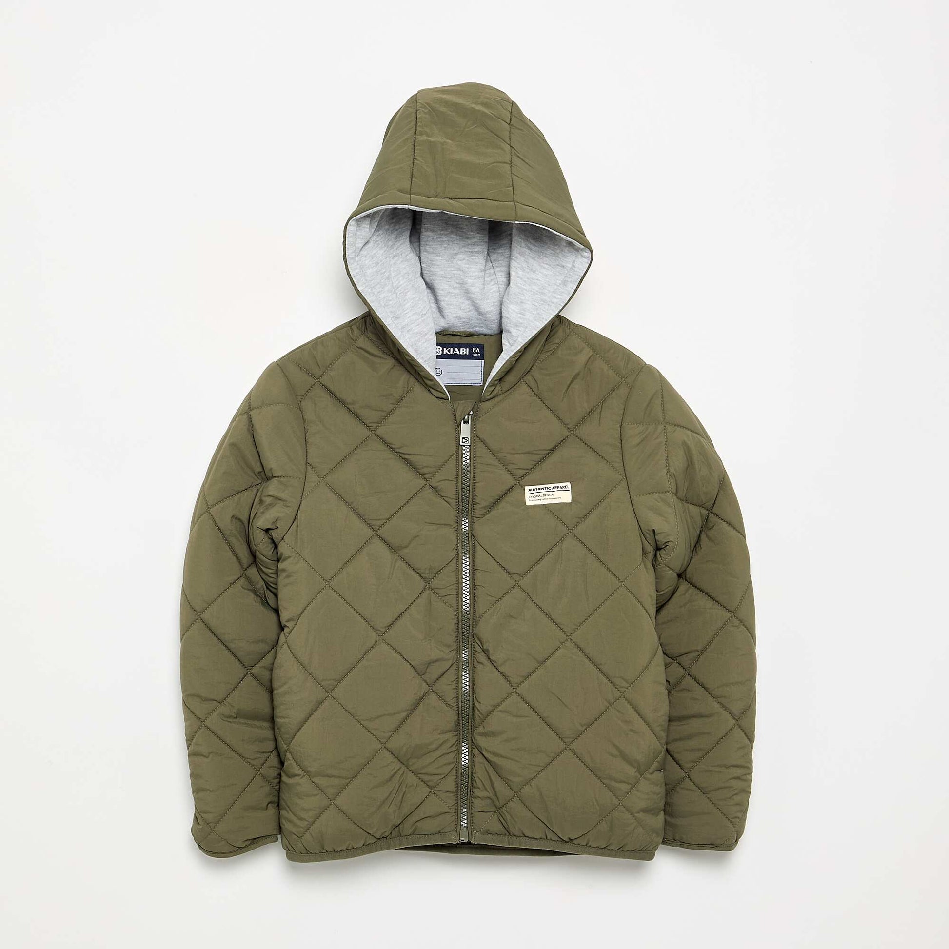 Hooded quilted jacket KHAKI