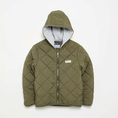 Hooded quilted jacket KHAKI