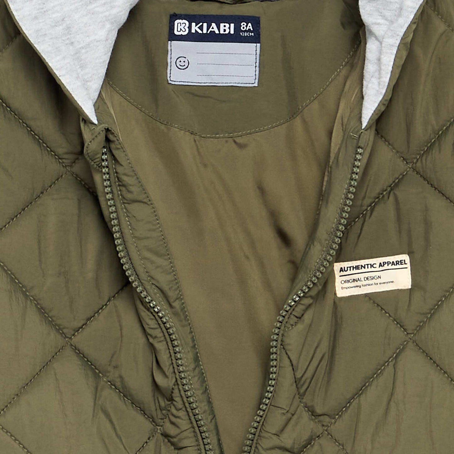 Hooded quilted jacket KHAKI