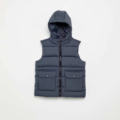 Hooded Sleeveless Puffer Jacket BLUE
