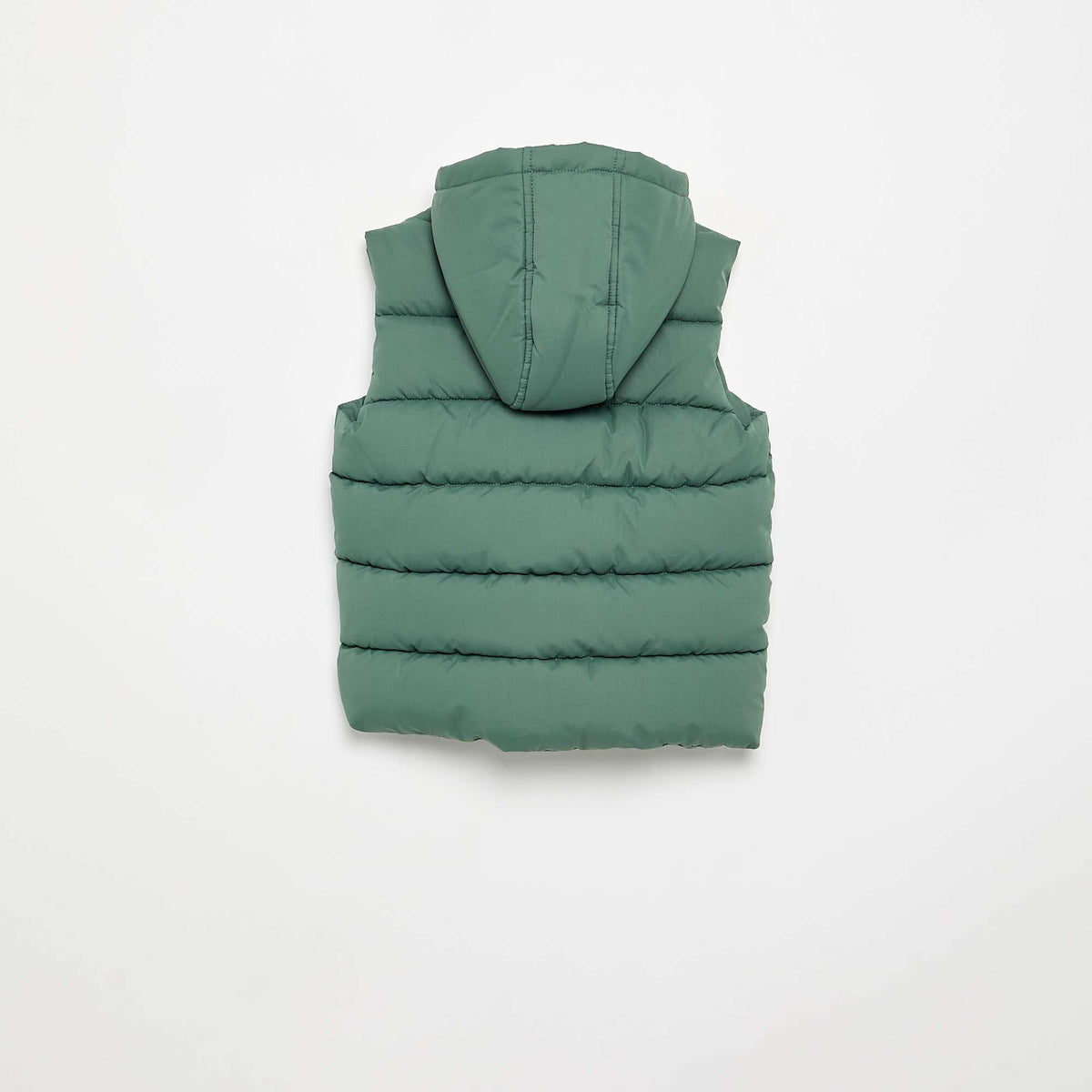 Hooded Sleeveless Puffer Jacket GREEN