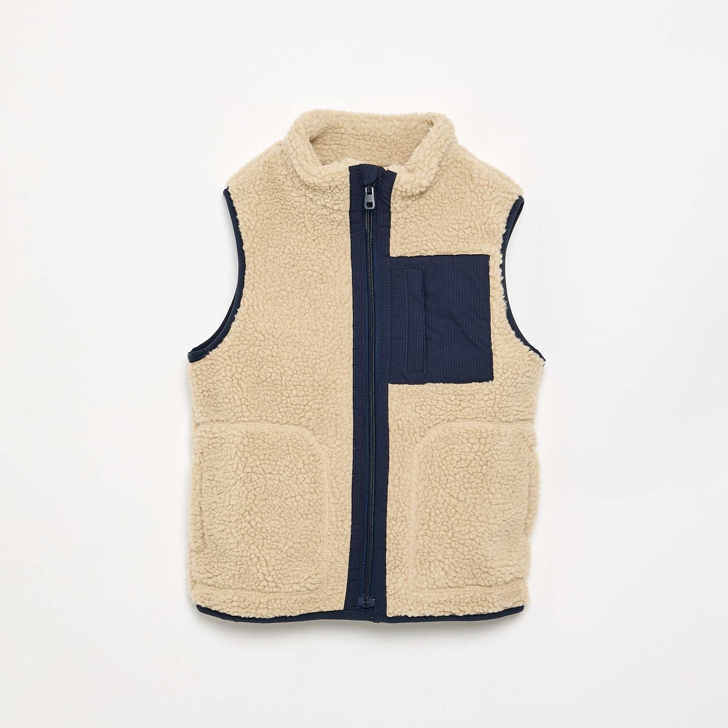 Faux Shearling Sleeveless Vest WHITE