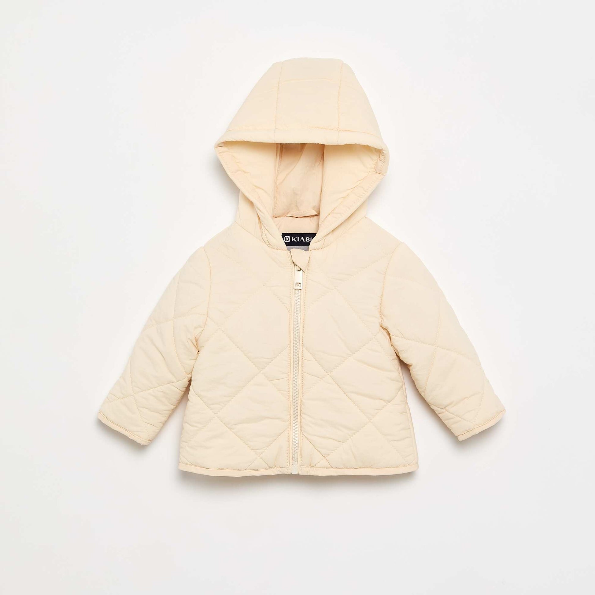 Hooded quilted jacket BEIGE