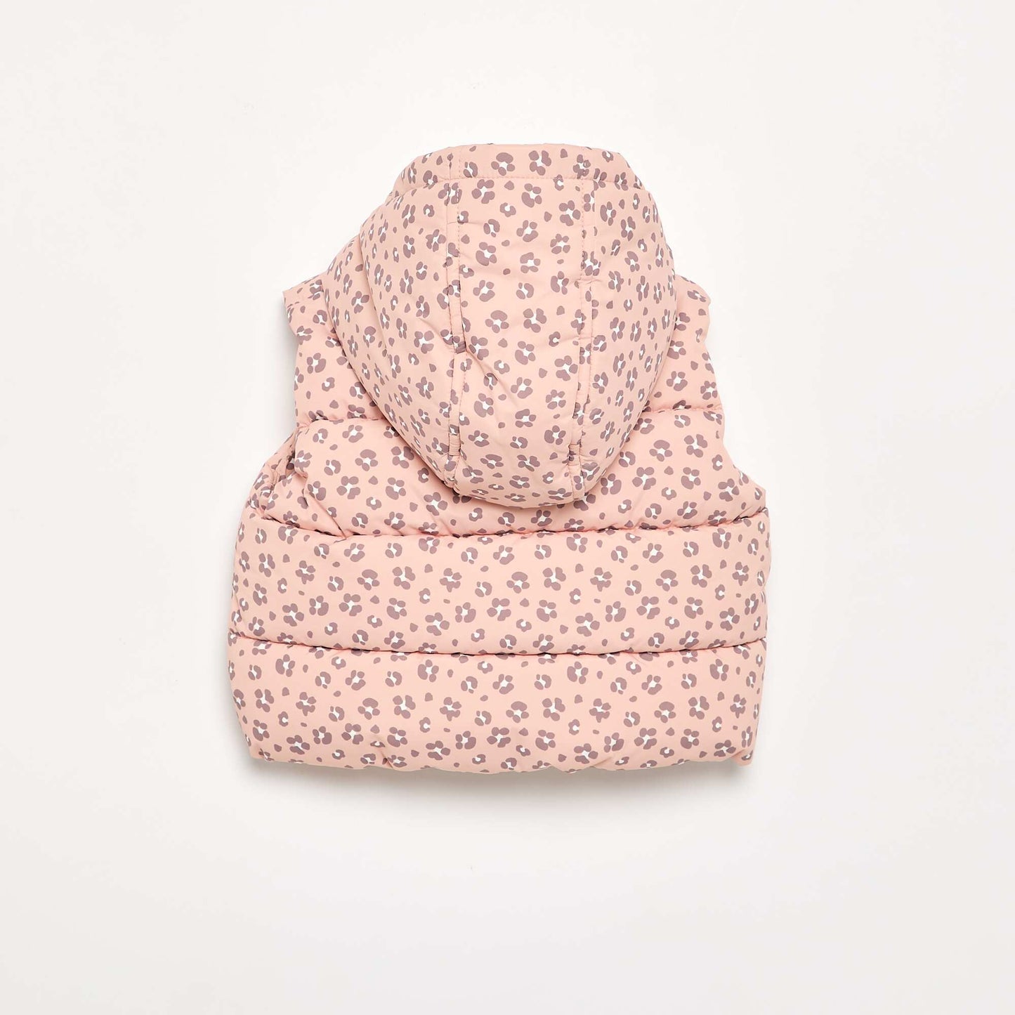 Printed sleeveless hooded puffer jacket ORANGE