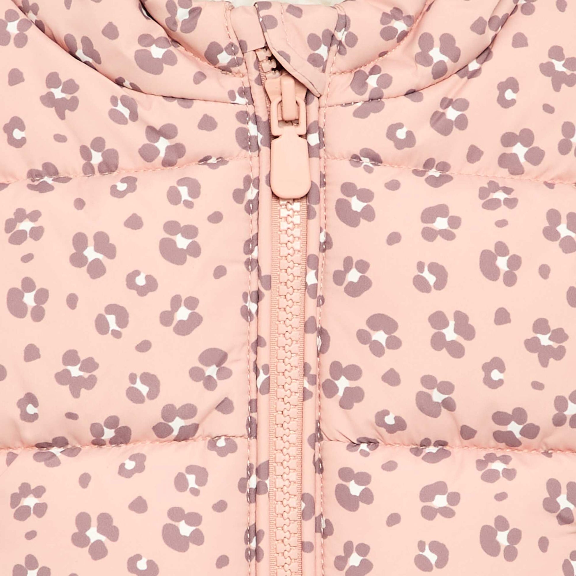Printed sleeveless hooded puffer jacket ORANGE