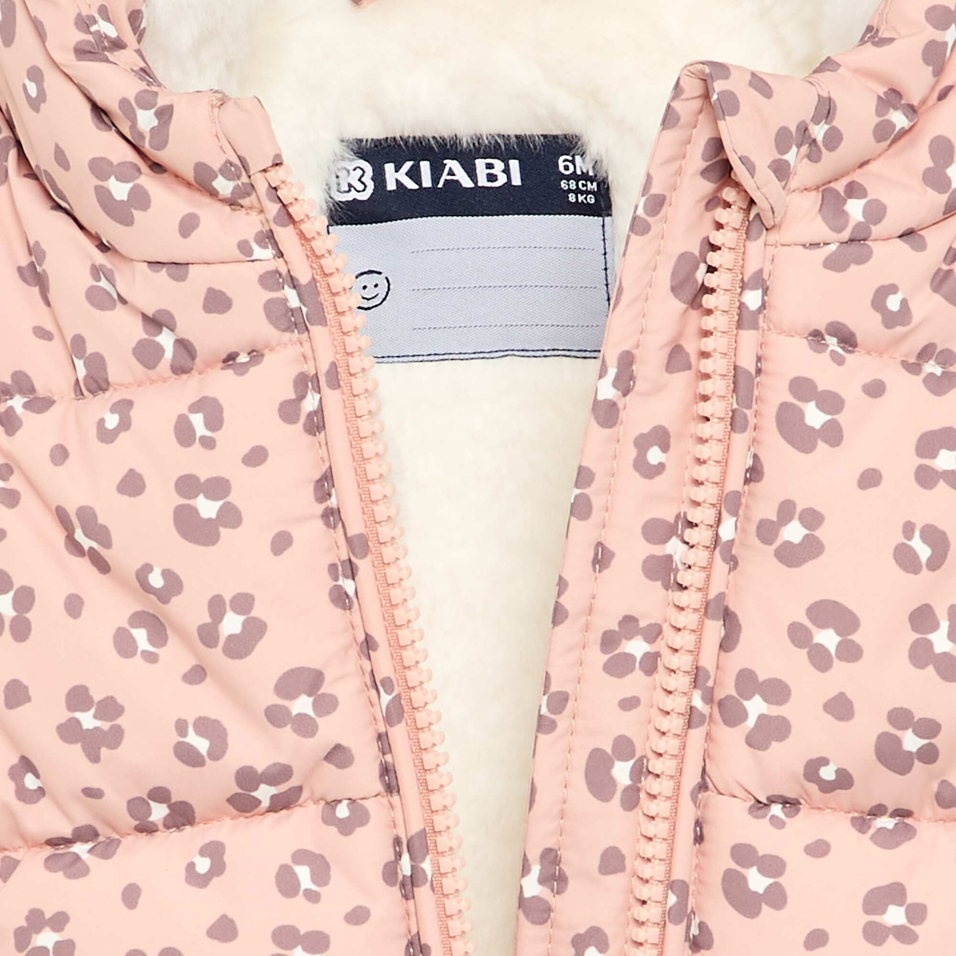 Printed sleeveless hooded puffer jacket ORANGE