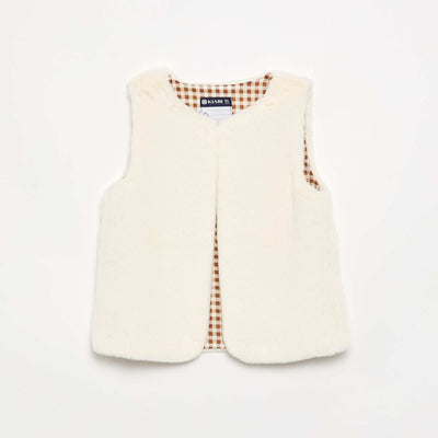 Sleeveless faux fur vest BEIGE