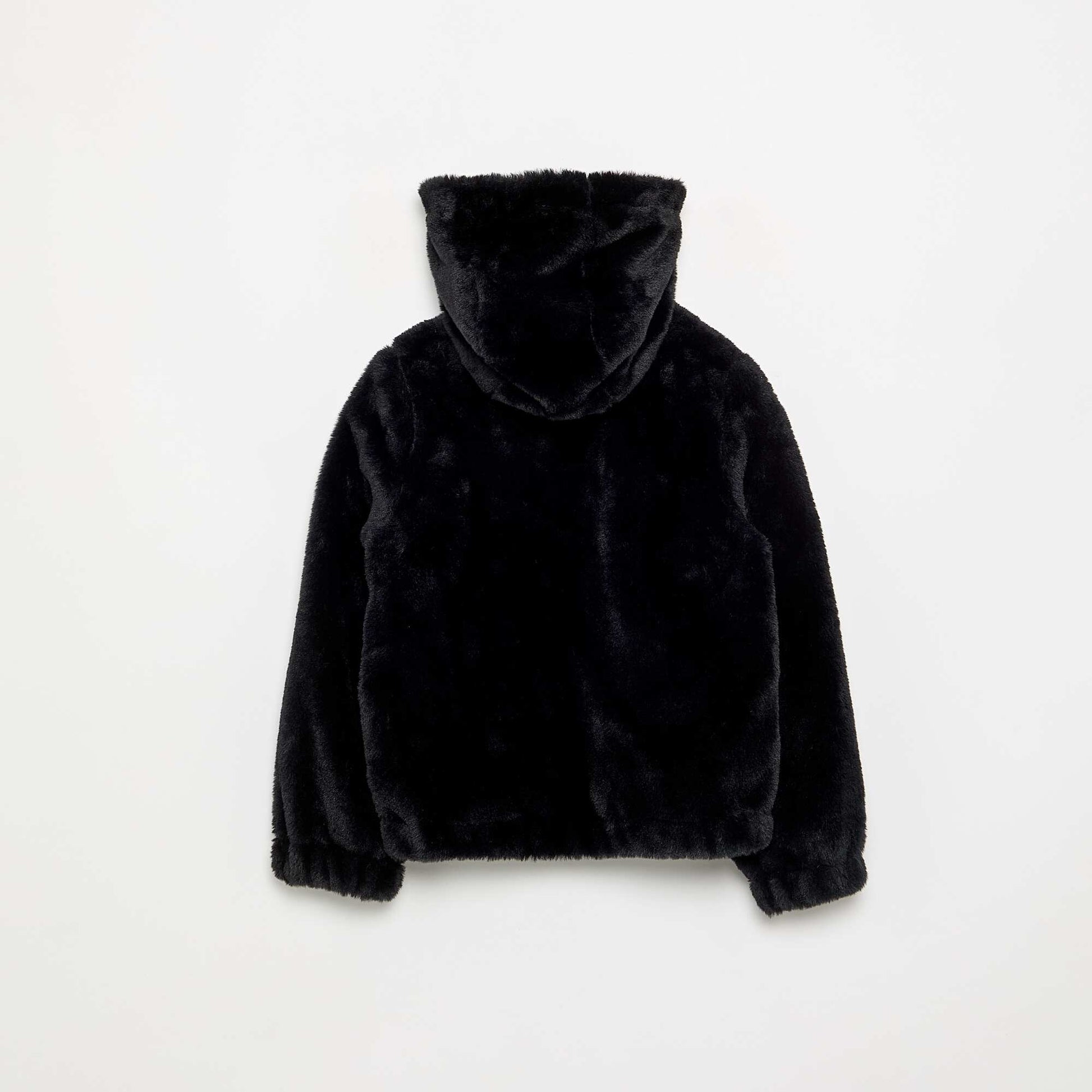 Hooded faux fur jacket BLACK